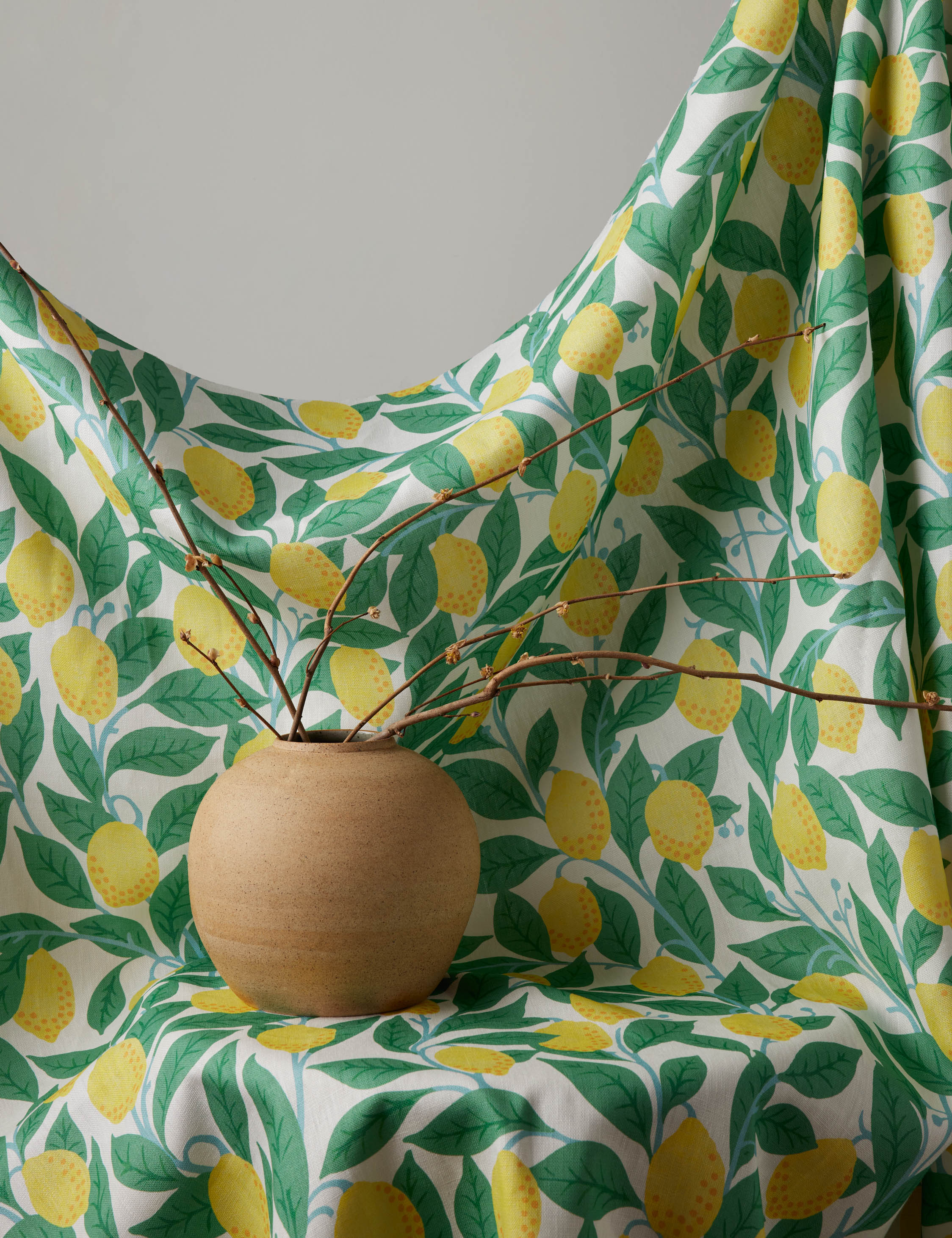 Lulu and Georgia - Lemons on Natural on Linen by Nathan Turner
