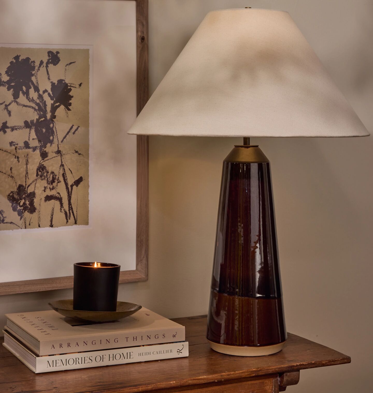 Amber Interiors - Column Table Lamp in Dark Amber