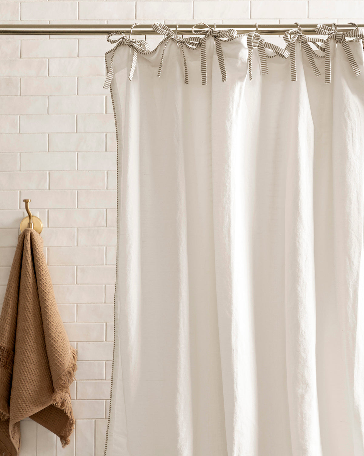 McGee & Co - Lillian Shower Curtain with Striped Ties