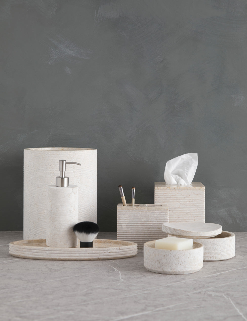 Lulu and Georgia - Limestone Bath Accessories by Kassatex