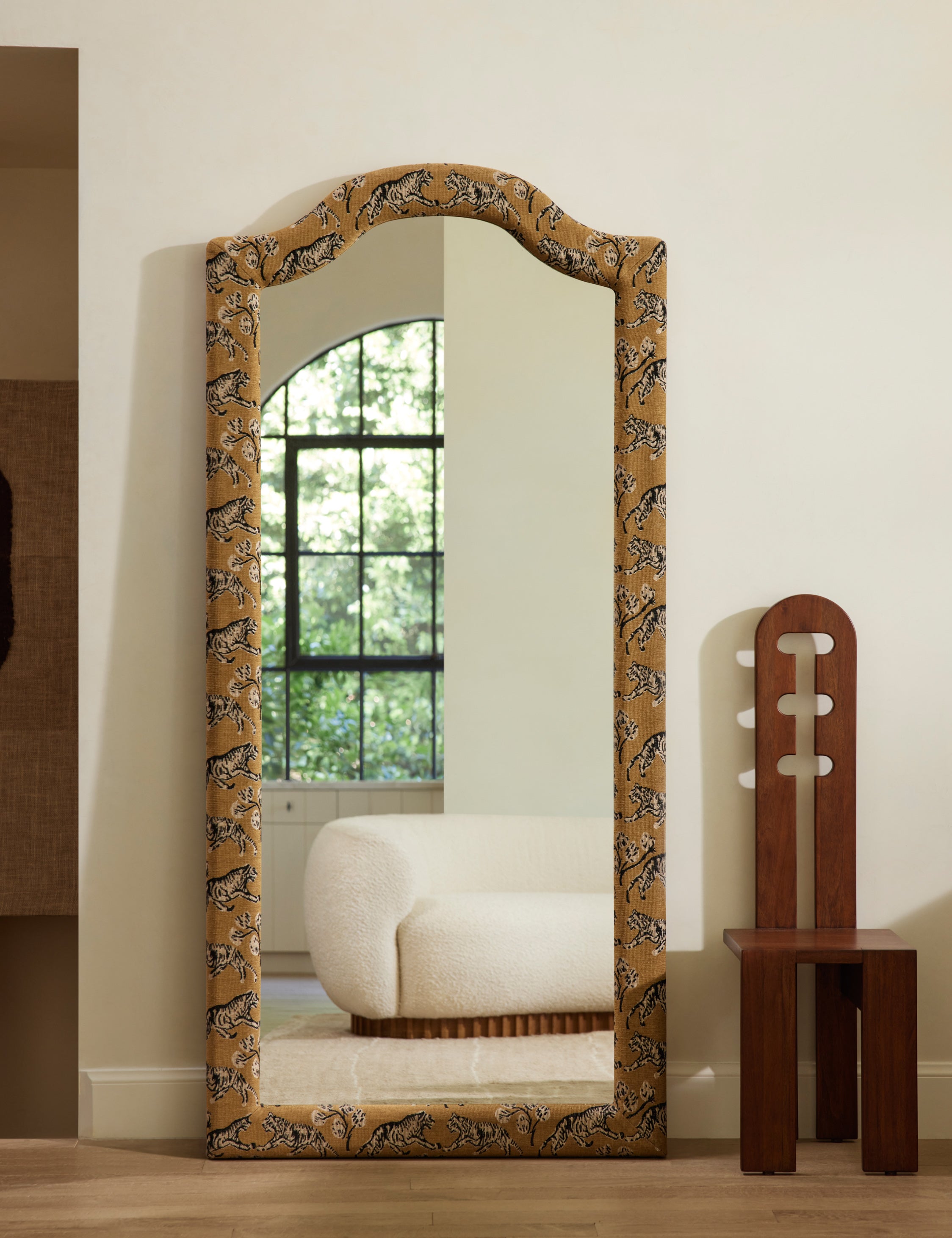 Lulu and Georgia - Tiger Upholstered Full Length Mirror by Sarah Sherman Samuel