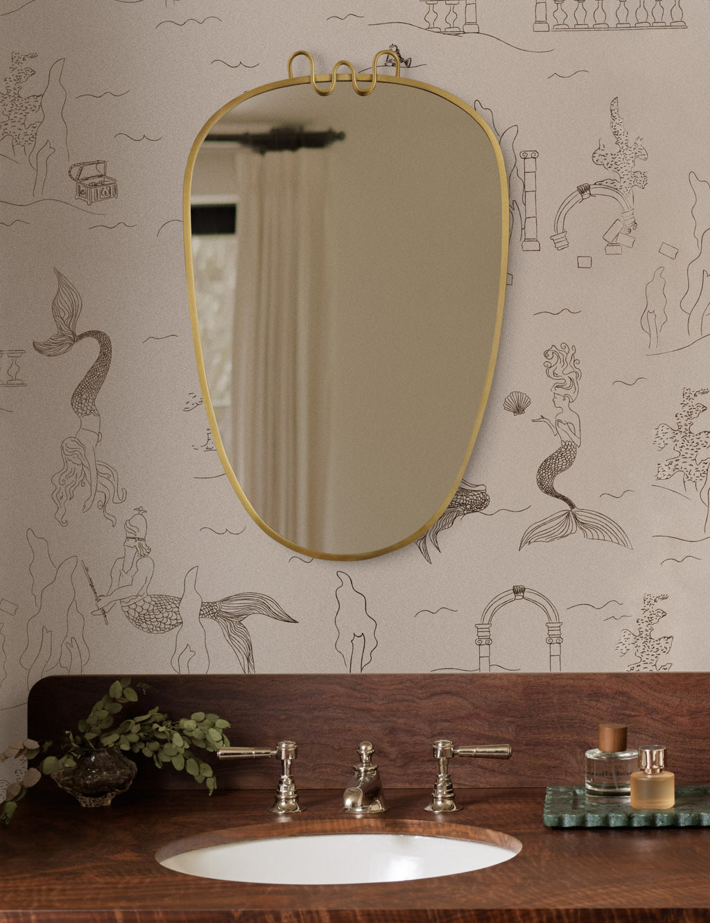 Lulu and Georgia - Mermaid Toile Wallpaper by Sarah Sherman Samuel