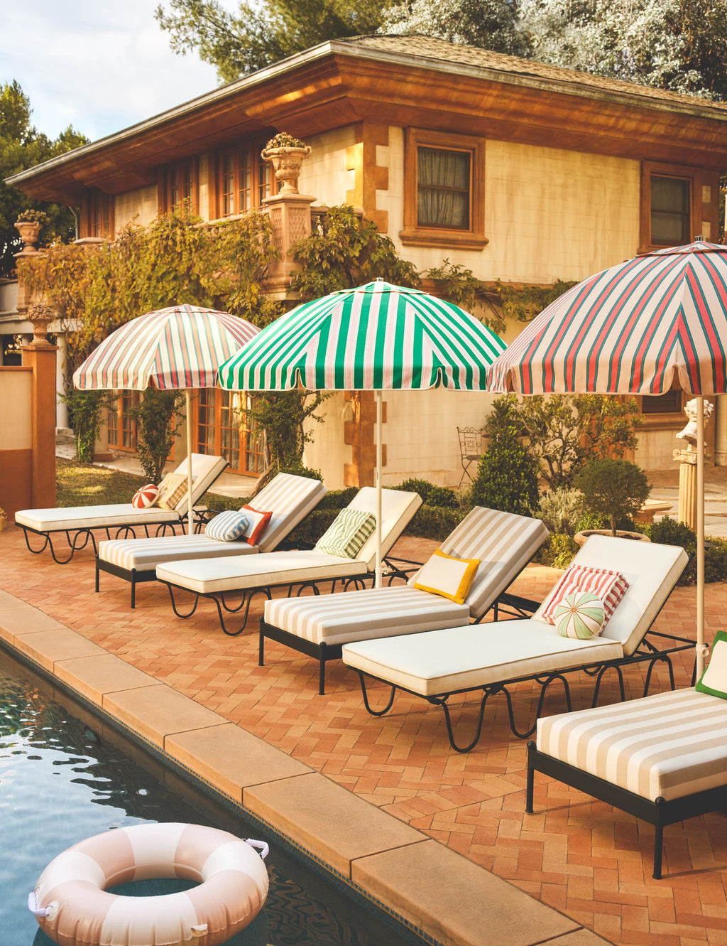 Lulu and Georgia - Leni Outdoor Chaise, Natural Stripe