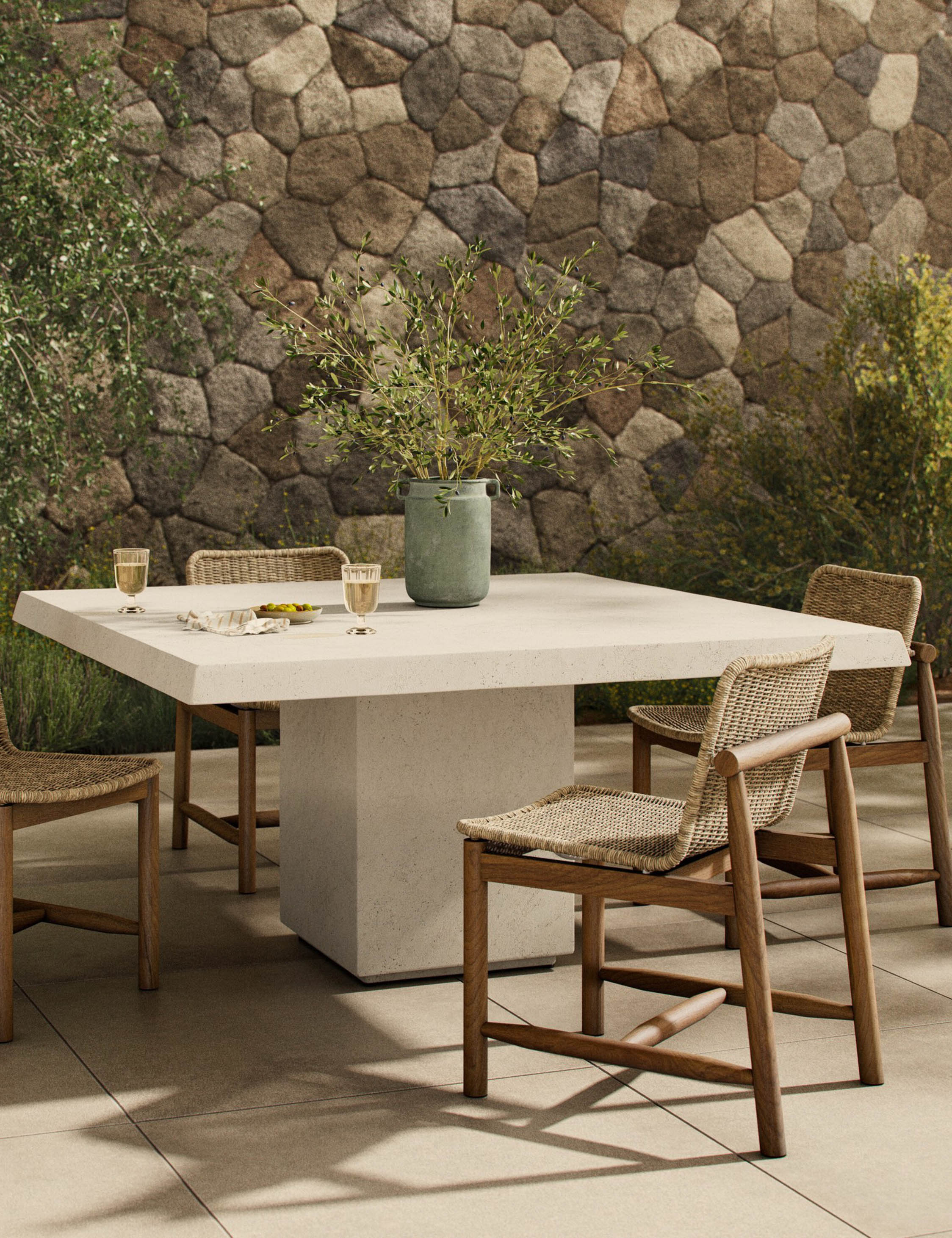 Lulu and Georgia - Avila Indoor / Outdoor Square Dining Table by Amber Lewis x Four Hands