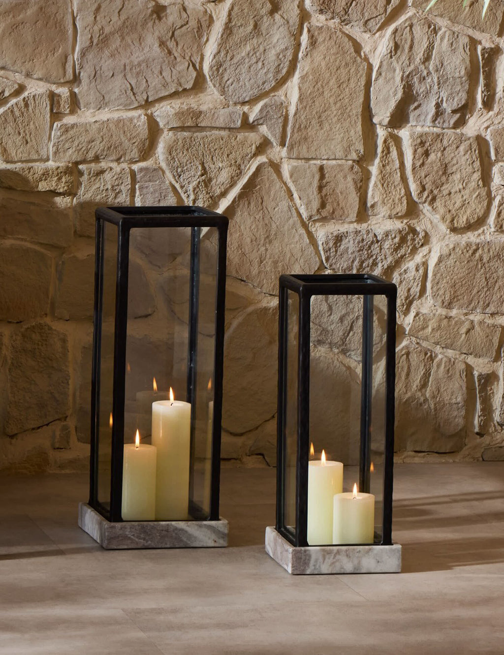 Lulu and Georgia - Malachi Marble Outdoor Lanterns (Set of 2)