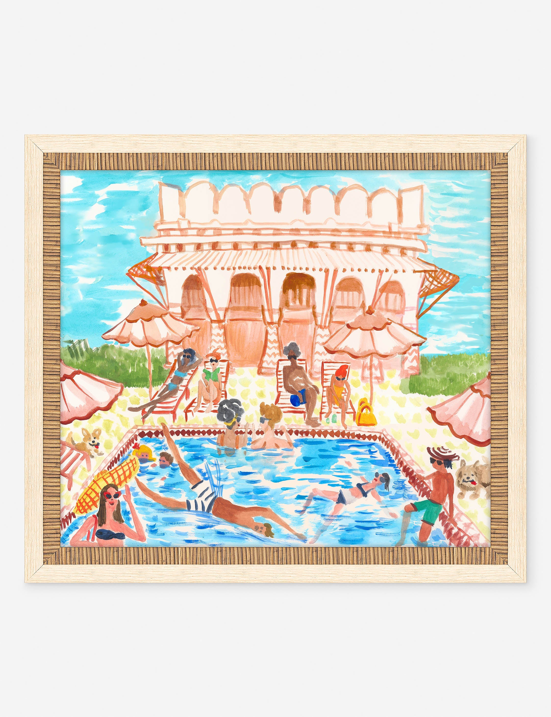 Lulu and Georgia - Poolside Play Wall Art by Eli Franz
