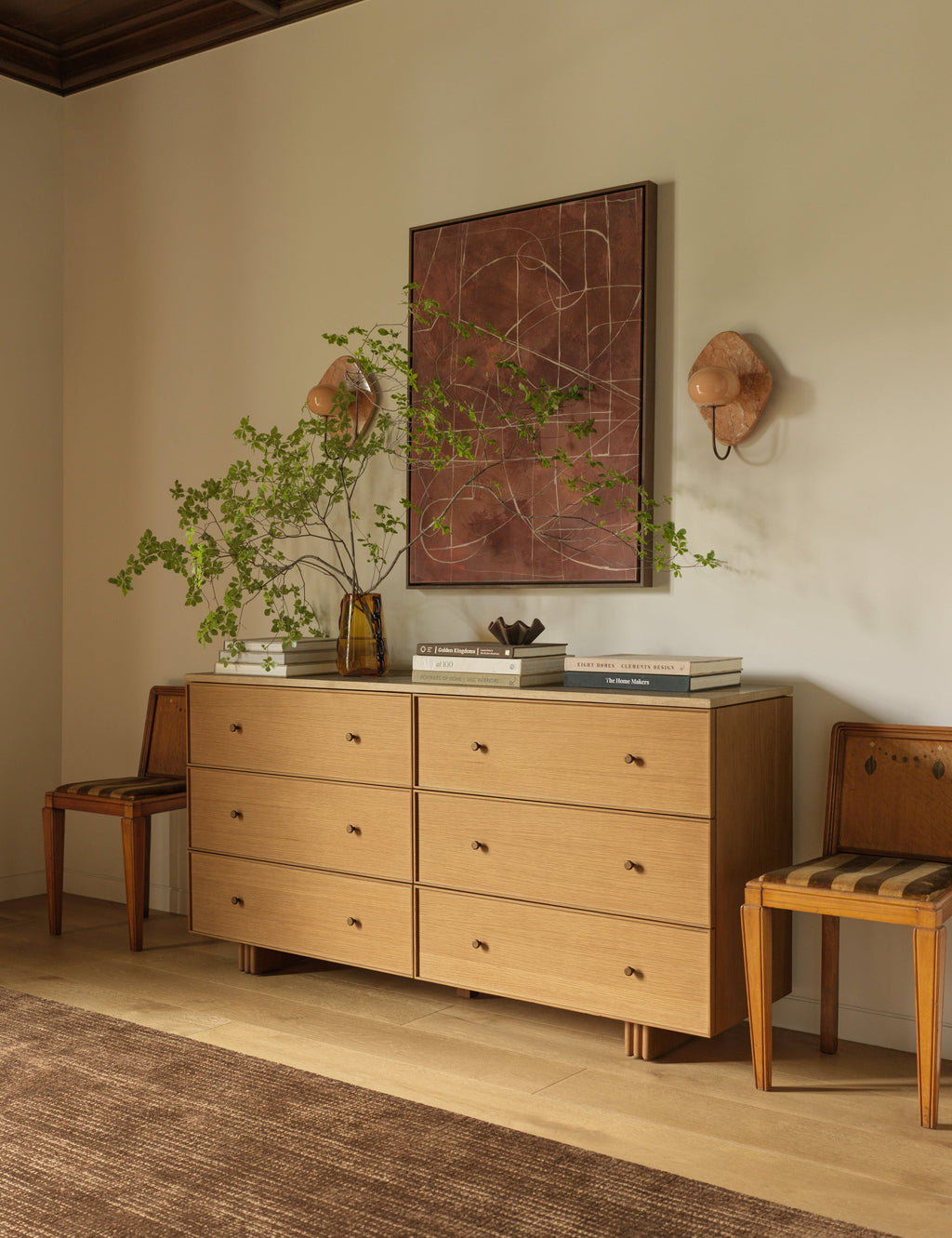 Lulu and Georgia - Open Box: Keshan 6 - Drawer Dresser, Natural and Travertine
