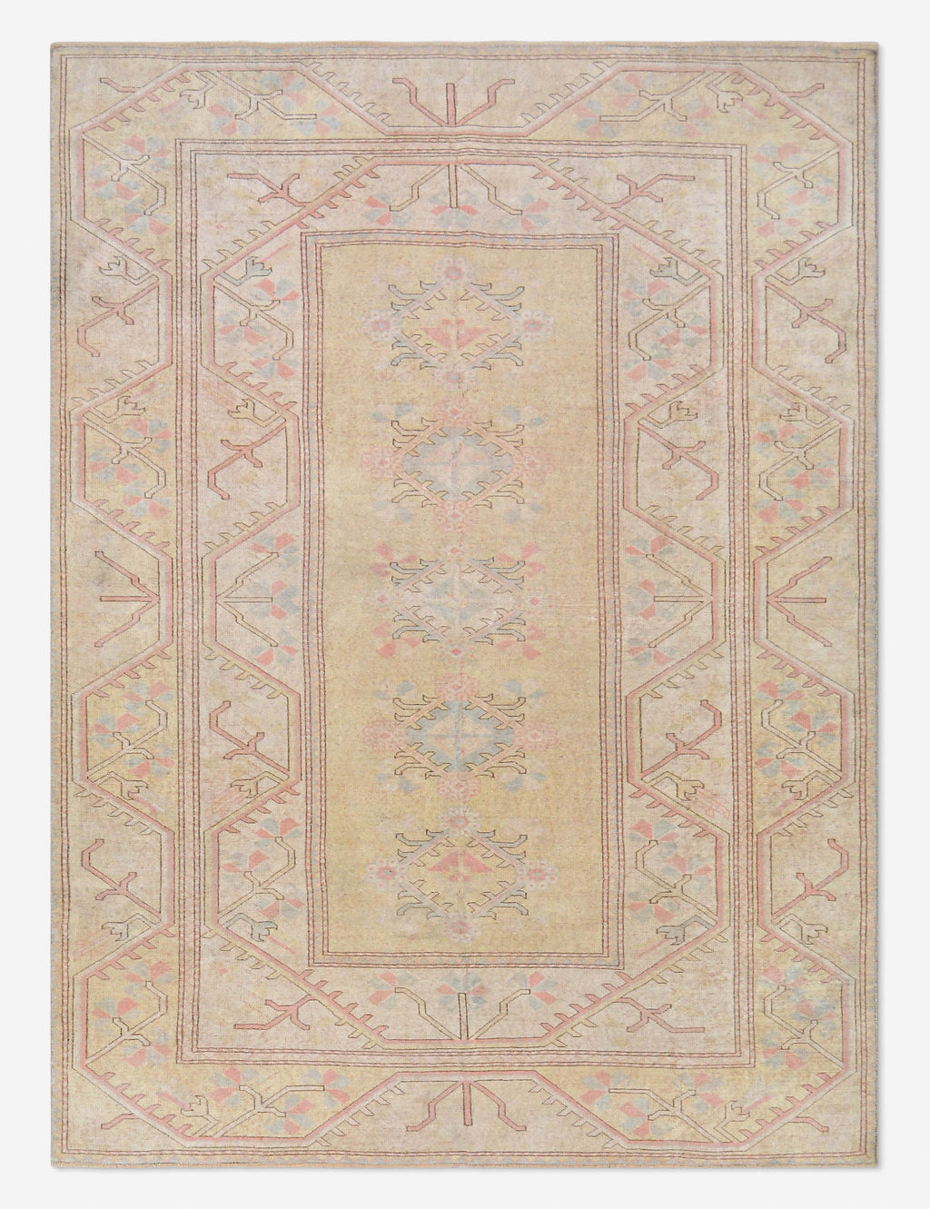 Lulu and Georgia - Vintage Turkish Hand - Knotted Wool Rug No. 462, 6' 7" x 9' 1"