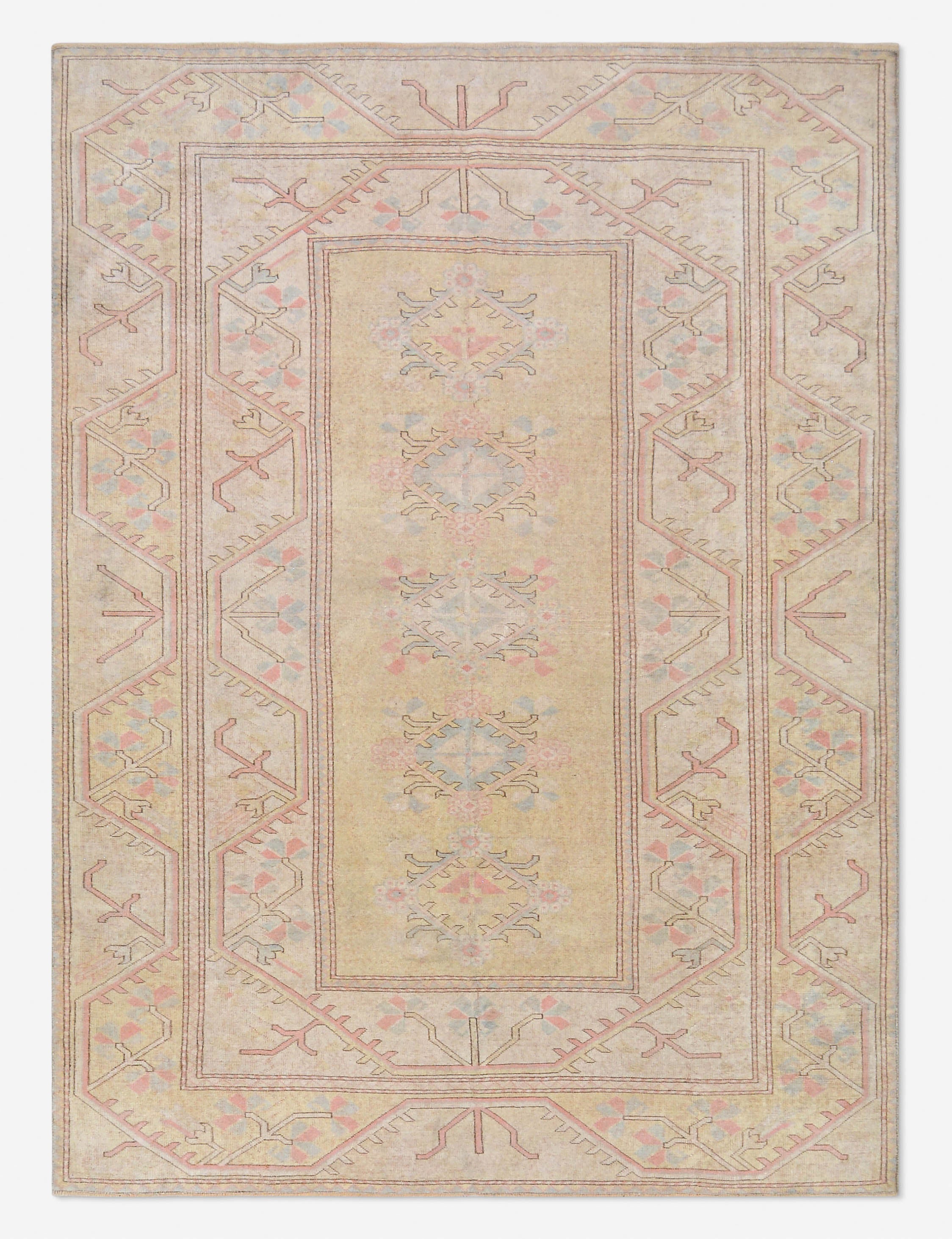 Lulu and Georgia - Vintage Turkish Hand - Knotted Wool Rug No. 462, 6' 7" x 9' 1"