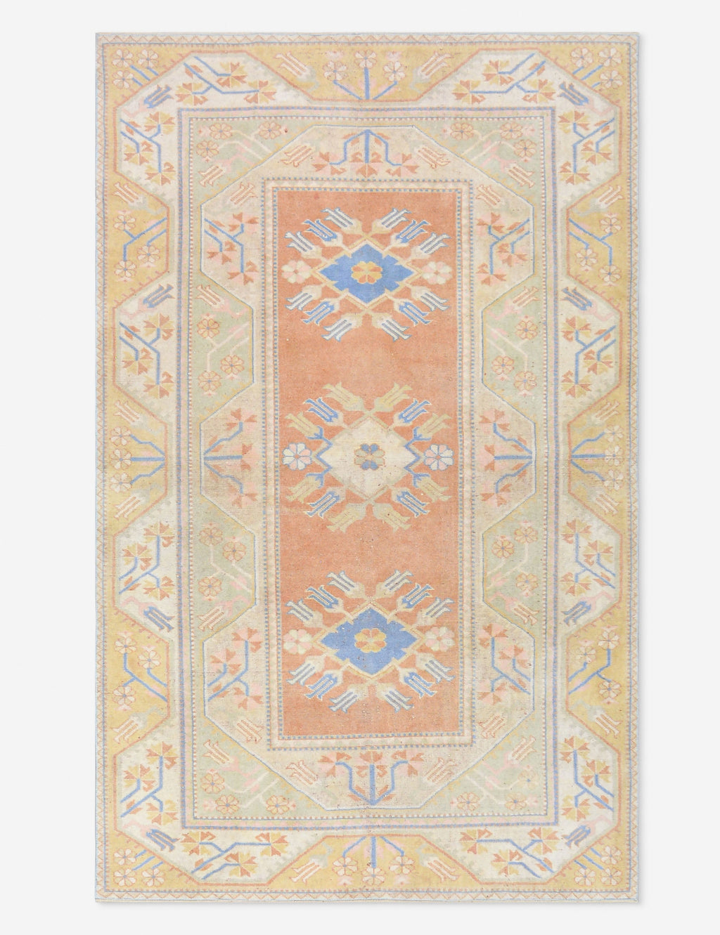 Lulu and Georgia - Vintage Turkish Hand - Knotted Wool Rug No. 466, 5' x 8' 2"