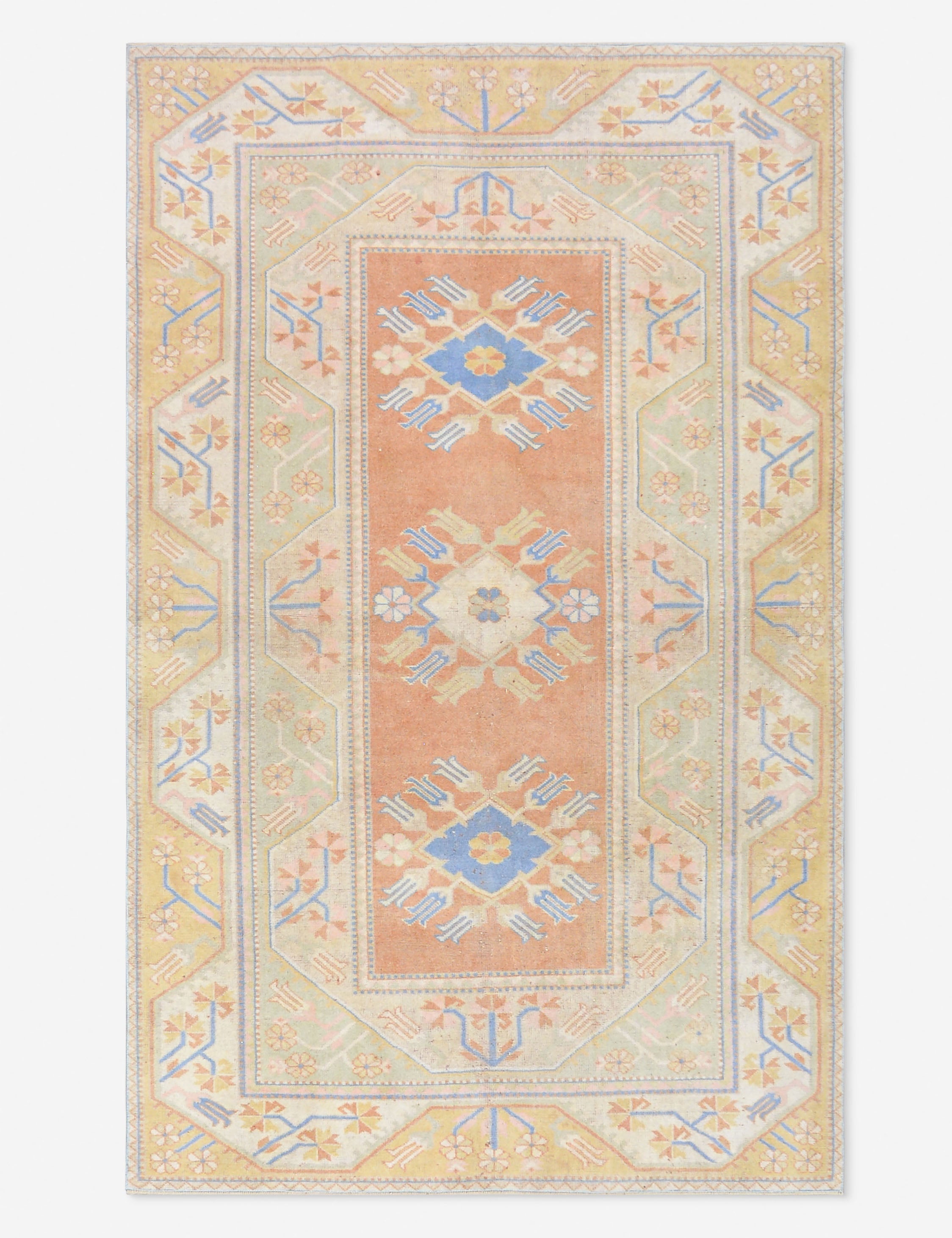 Lulu and Georgia - Vintage Turkish Hand - Knotted Wool Rug No. 466, 5' x 8' 2"