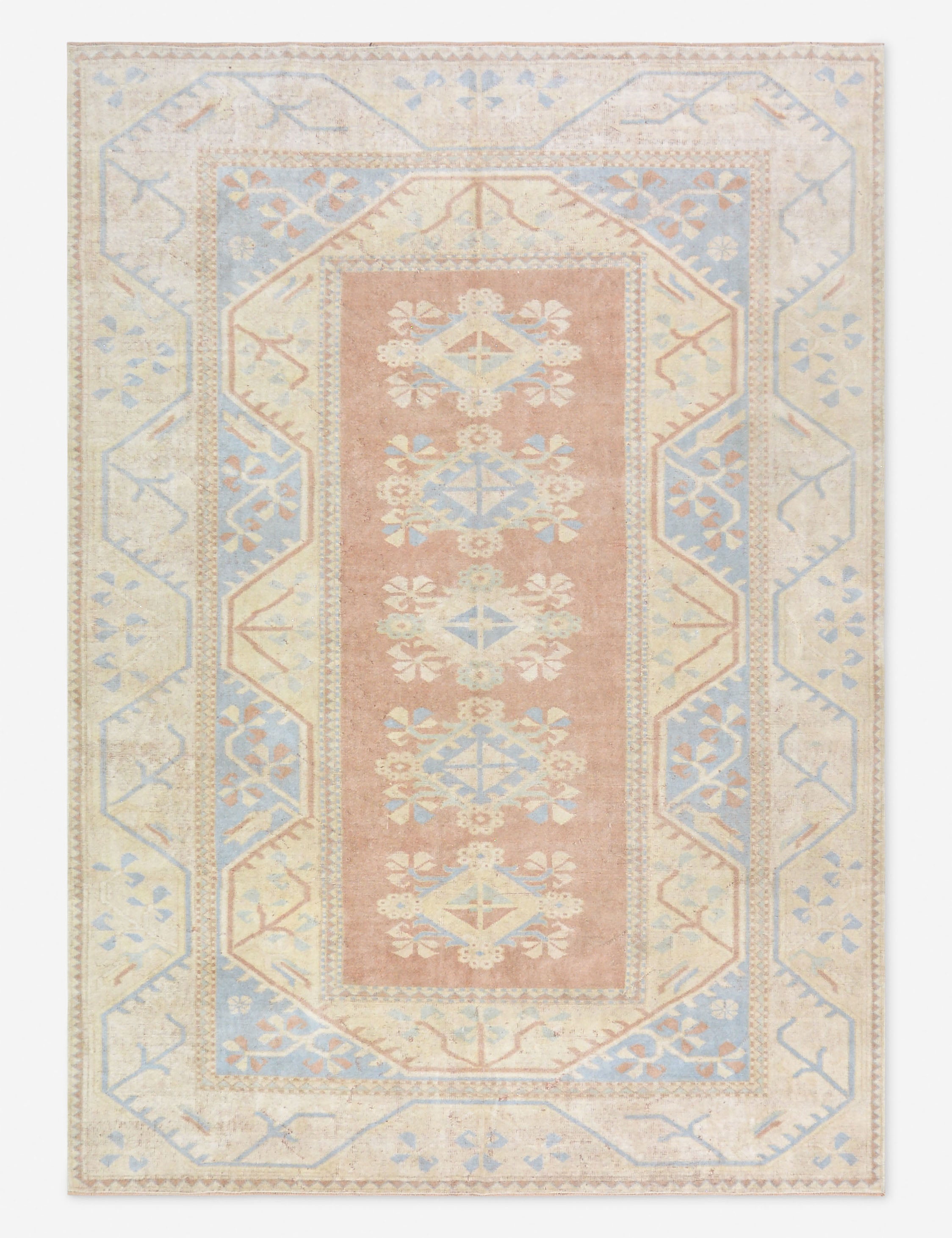 Lulu and Georgia - Vintage Turkish Hand - Knotted Wool Rug No. 467, 6' 4" x 9'