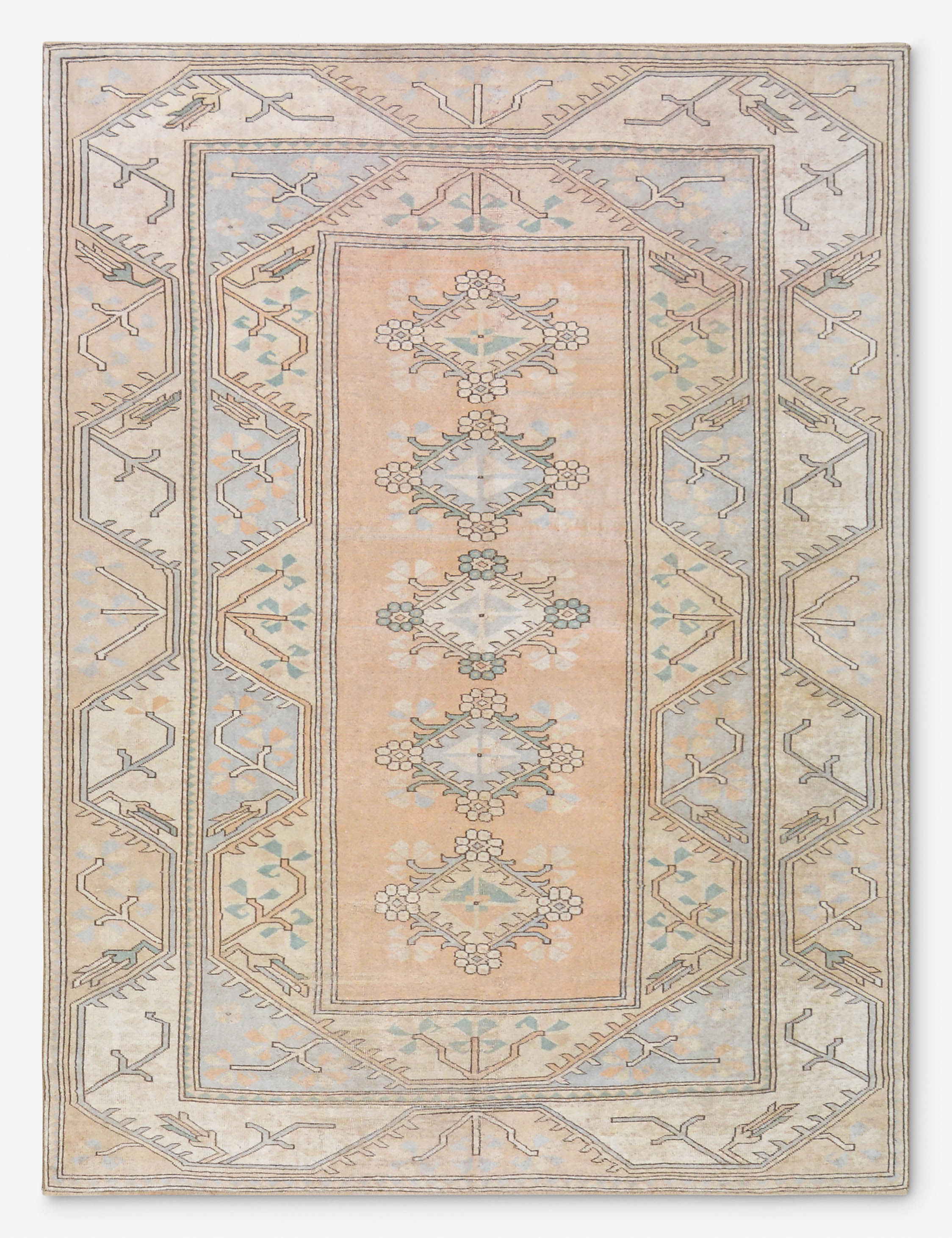 Lulu and Georgia - Vintage Turkish Hand - Knotted Wool Rug No. 468, 6' 5" x 9'
