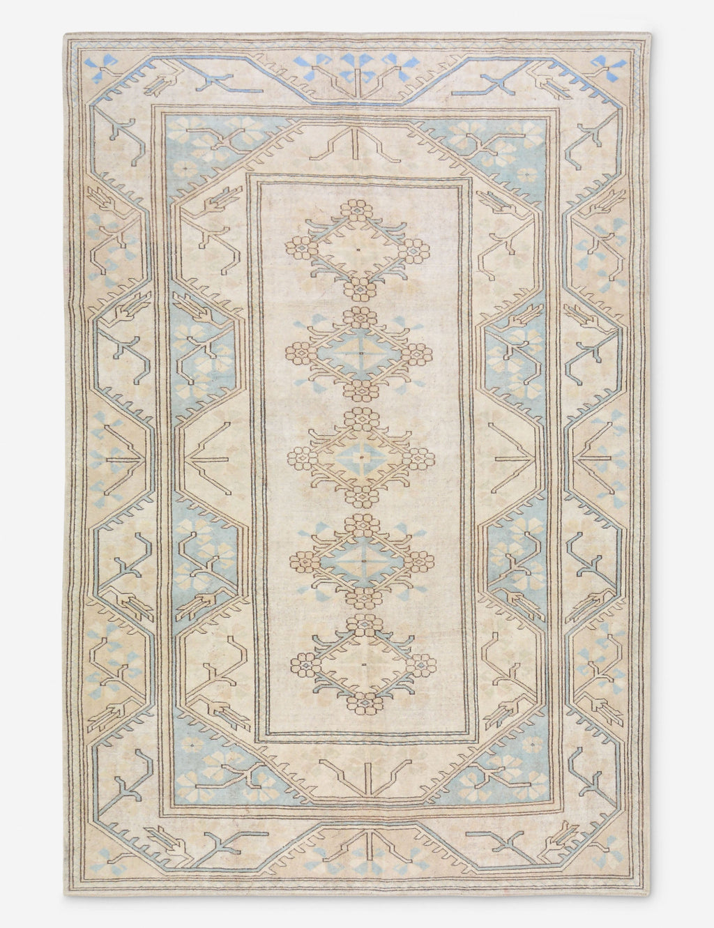 Lulu and Georgia - Vintage Turkish Hand - Knotted Wool Rug No. 469, 6' 5" x 9' 8"