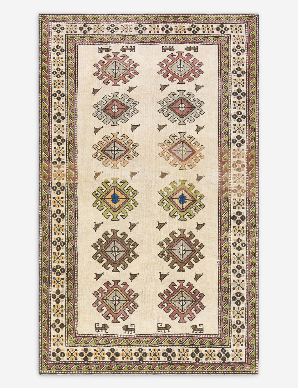 Lulu and Georgia - Vintage Turkish Hand - Knotted Wool Rug No. 485, 5' x 8' 3"
