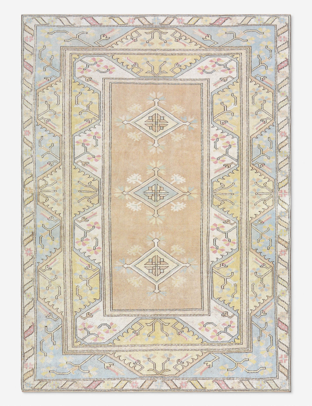 Lulu and Georgia - Vintage Turkish Hand - Knotted Wool Rug No. 492, 6' 7" x 9' 1"