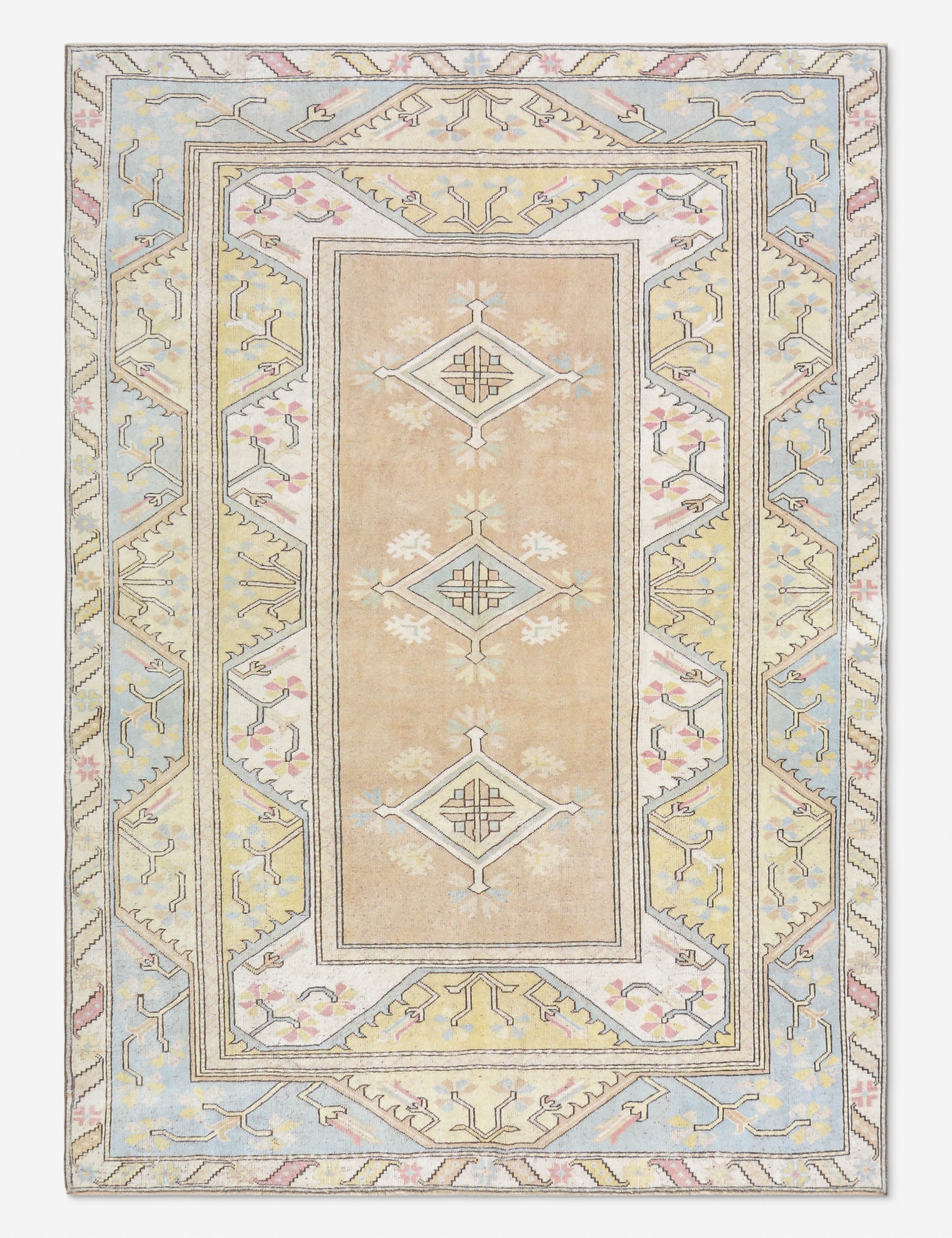 Lulu and Georgia - Vintage Turkish Hand - Knotted Wool Rug No. 492, 6' 7" x 9' 1"