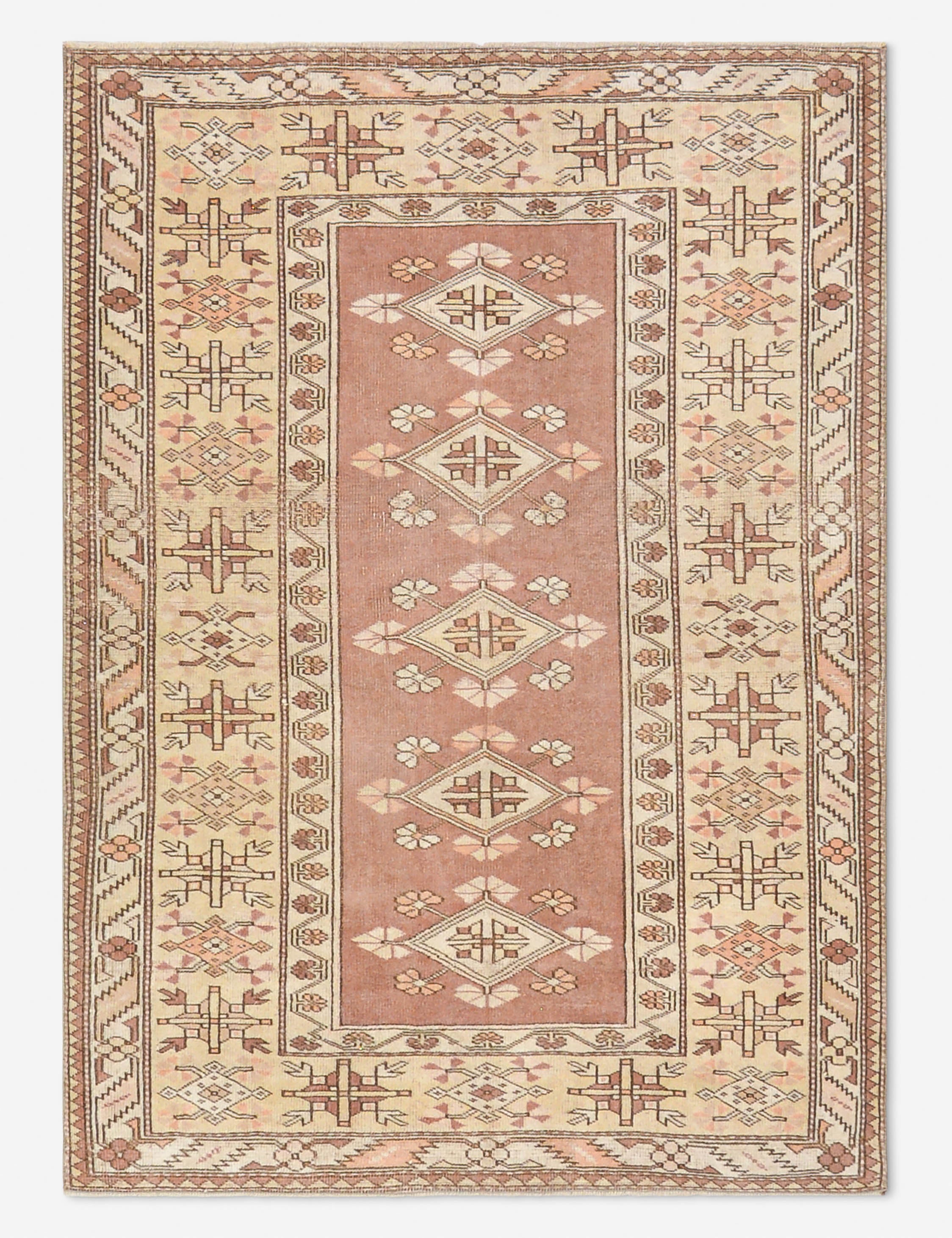 Lulu and Georgia - Vintage Turkish Hand - Knotted Wool Rug No. 496, 4' x 5' 6"
