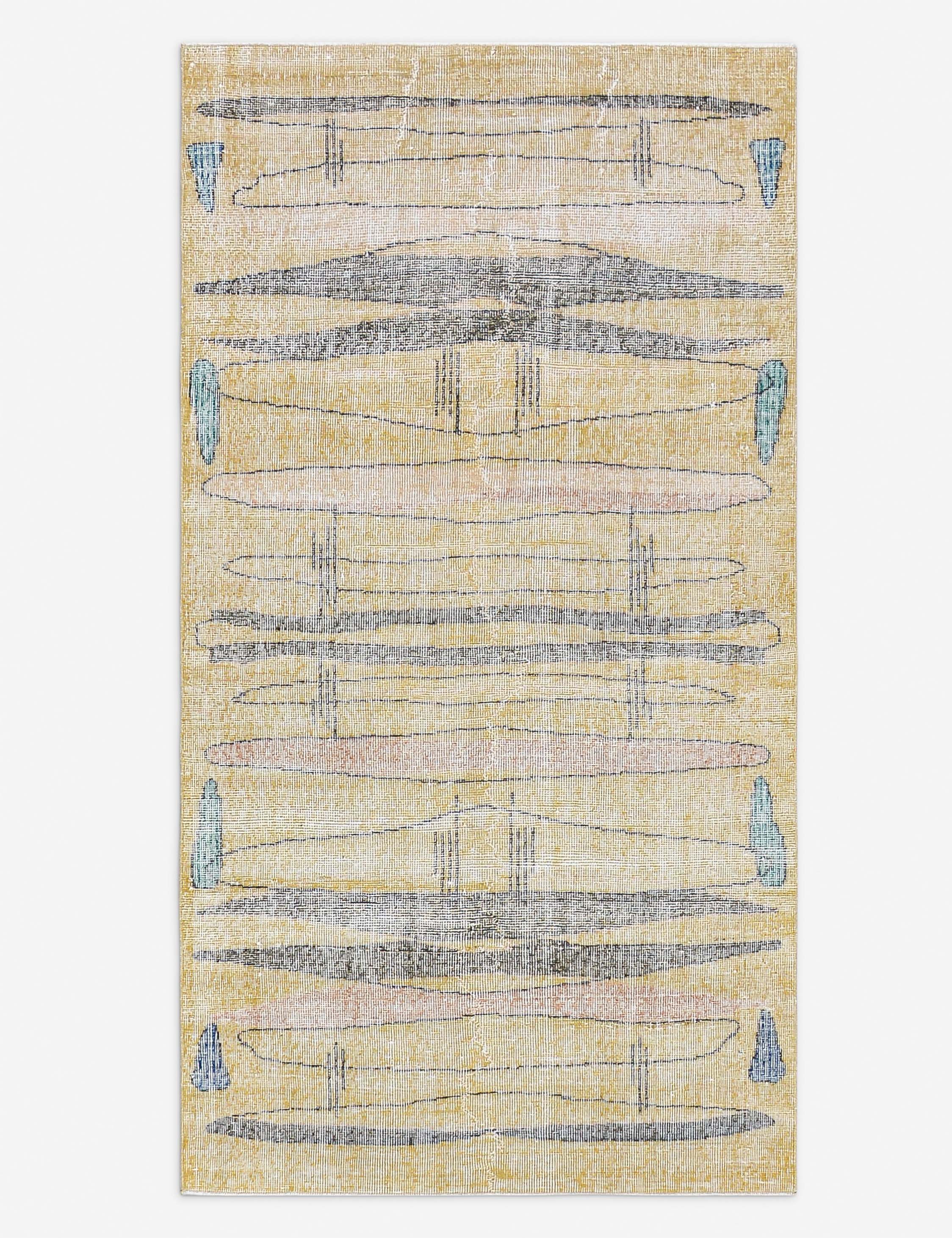 Lulu and Georgia - Vintage Turkish Hand - Knotted Wool Rug No. 498, 3' 8" x 7'
