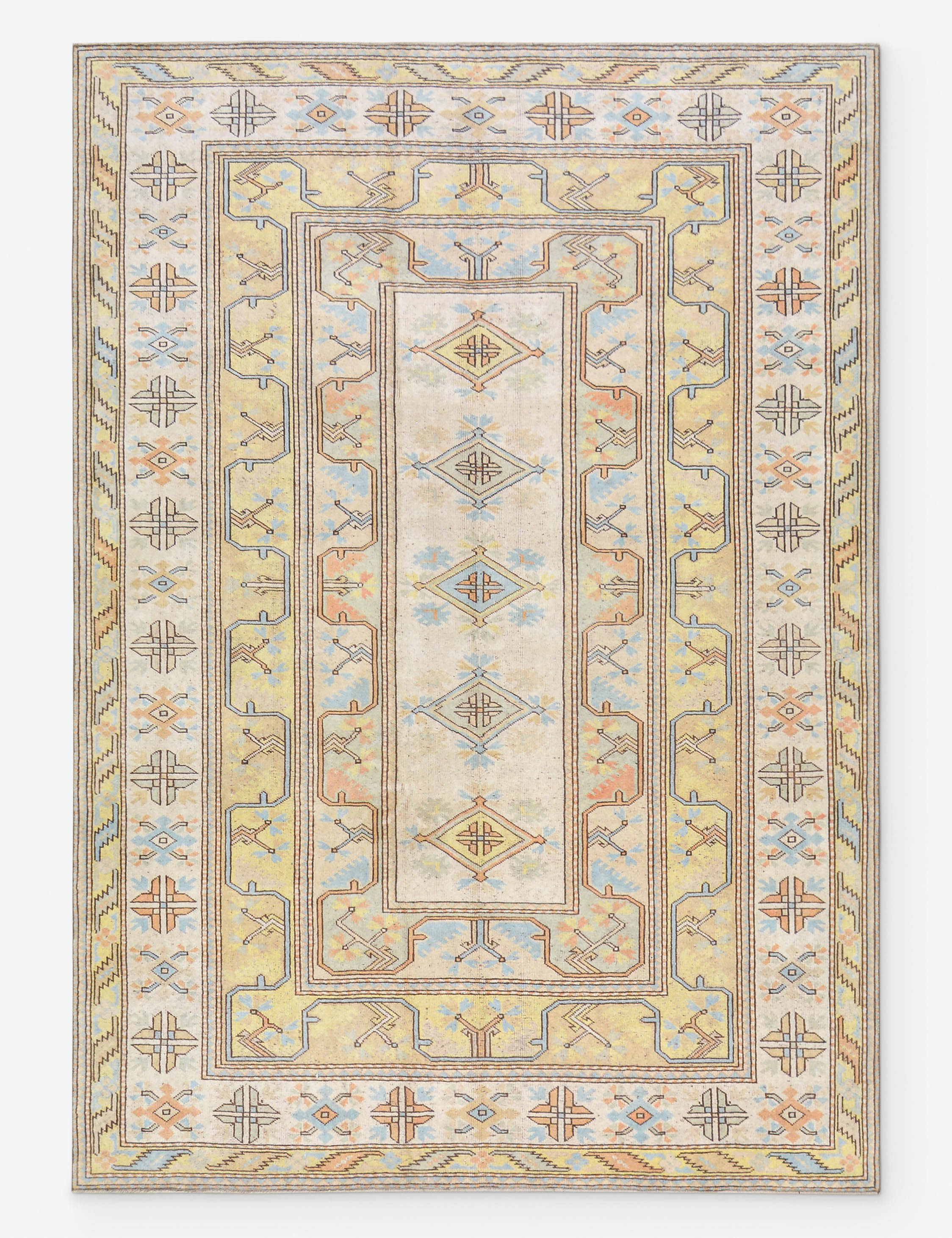 Lulu and Georgia - Vintage Turkish Hand - Knotted Wool Rug No. 517, 6' 7" x 9' 4"