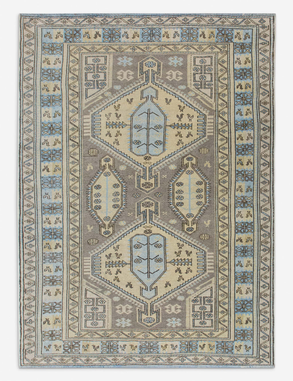 Lulu and Georgia - Vintage Turkish Hand - Knotted Wool Rug No. 563, 4'6" x 6'2"