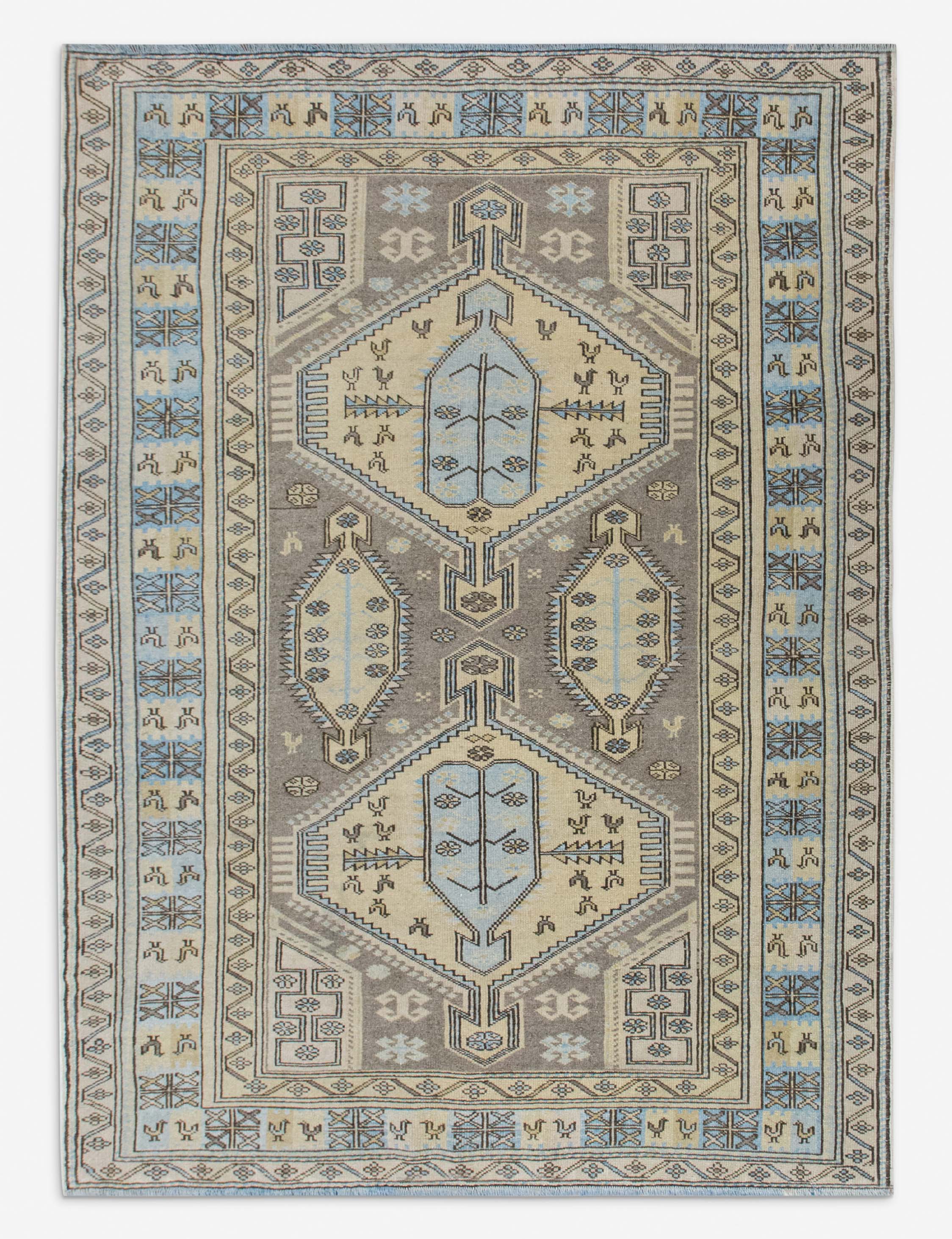Lulu and Georgia - Vintage Turkish Hand - Knotted Wool Rug No. 563, 4'6" x 6'2"