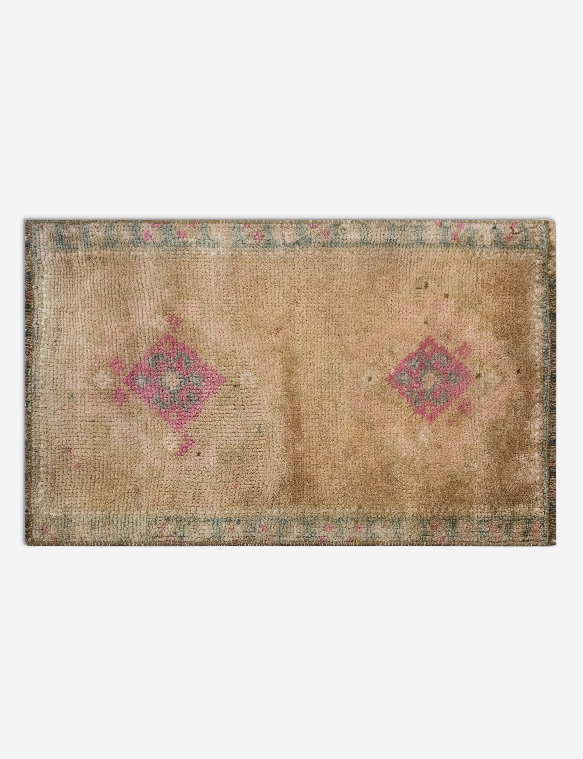 Lulu and Georgia - Vintage Turkish Hand - Knotted Wool Mini Rug No. 308, 1'4" x 2'
