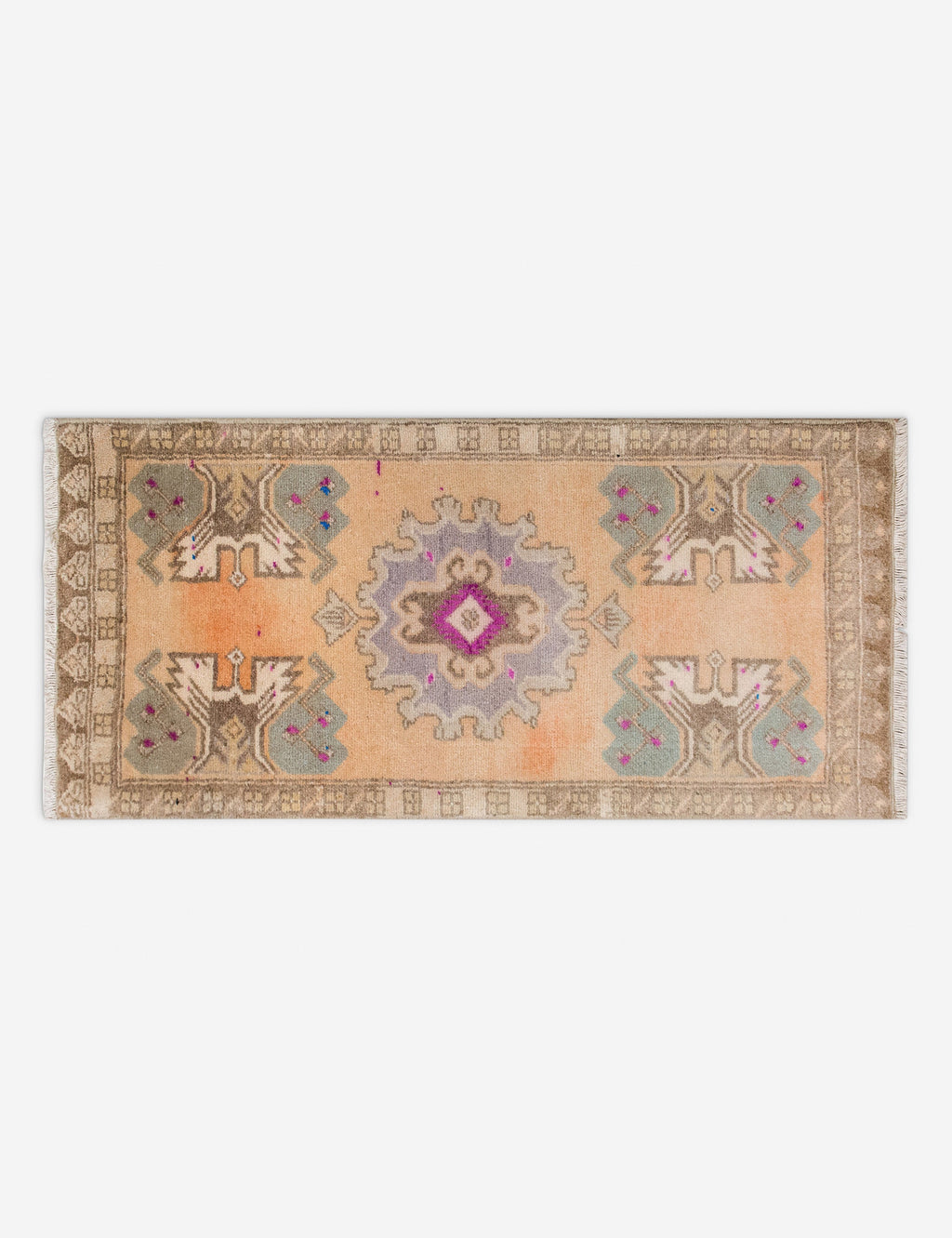 Lulu and Georgia - Vintage Turkish Hand - Knotted Wool Mini Rug No. 313, 1'5" x 3'5"