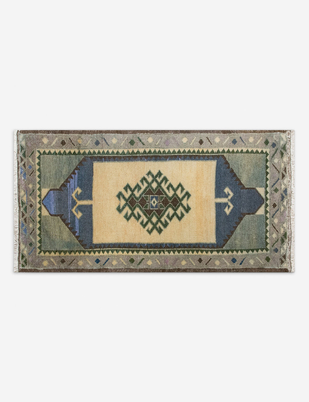 Lulu and Georgia - Vintage Turkish Hand - Knotted Wool Mini Rug No. 316, 1'6" x 3'2"