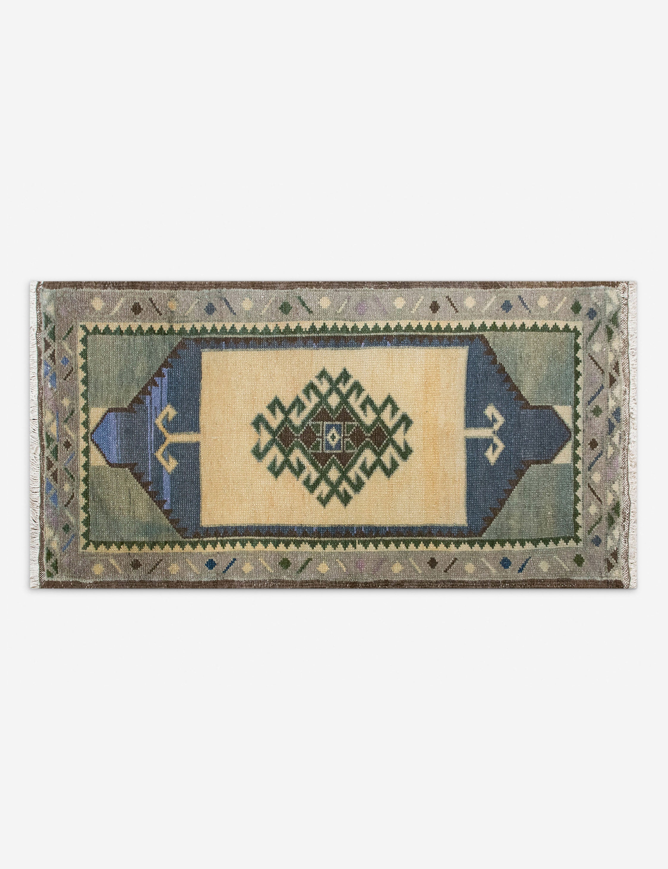 Lulu and Georgia - Vintage Turkish Hand - Knotted Wool Mini Rug No. 316, 1'6" x 3'2"