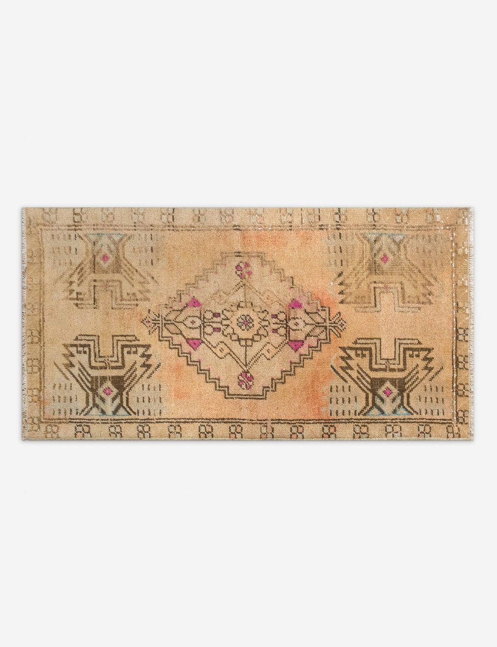 Lulu and Georgia - Vintage Turkish Hand - Knotted Wool Mini Rug No. 317, 1'6" x 3'4"