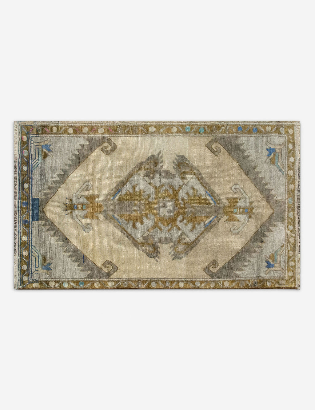 Lulu and Georgia - Vintage Turkish Hand - Knotted Wool Mini Rug No. 318, 1'7" x 2'8"