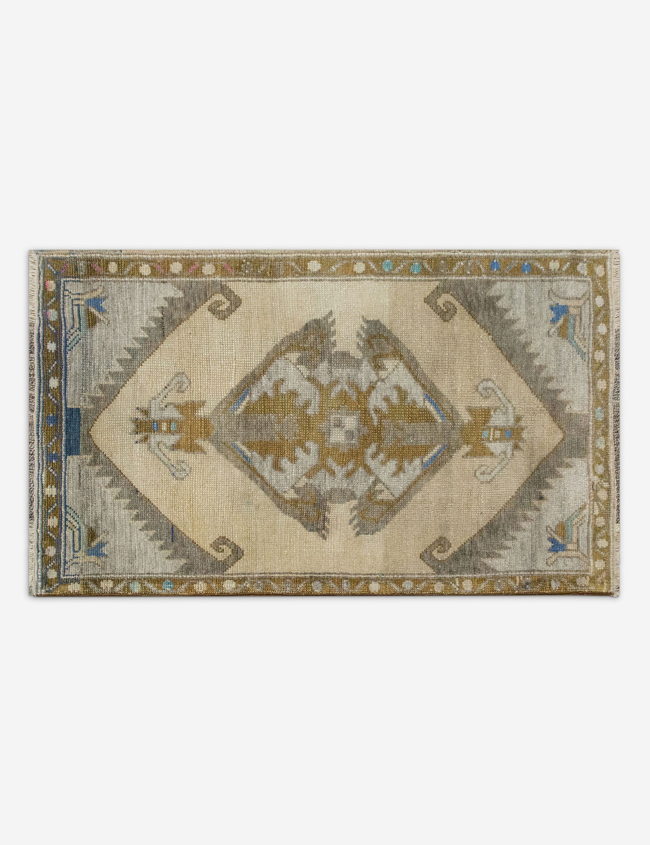 Lulu and Georgia - Vintage Turkish Hand - Knotted Wool Mini Rug No. 318, 1'7" x 2'8"