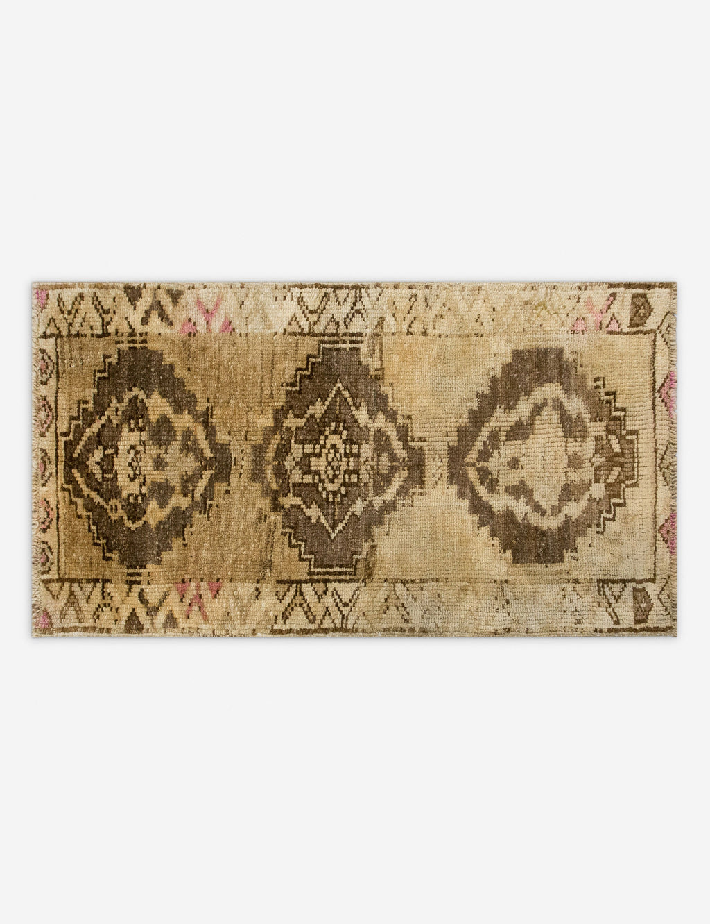 Lulu and Georgia - Vintage Turkish Hand - Knotted Wool Mini Rug No. 319, 1'6" x 3'1"