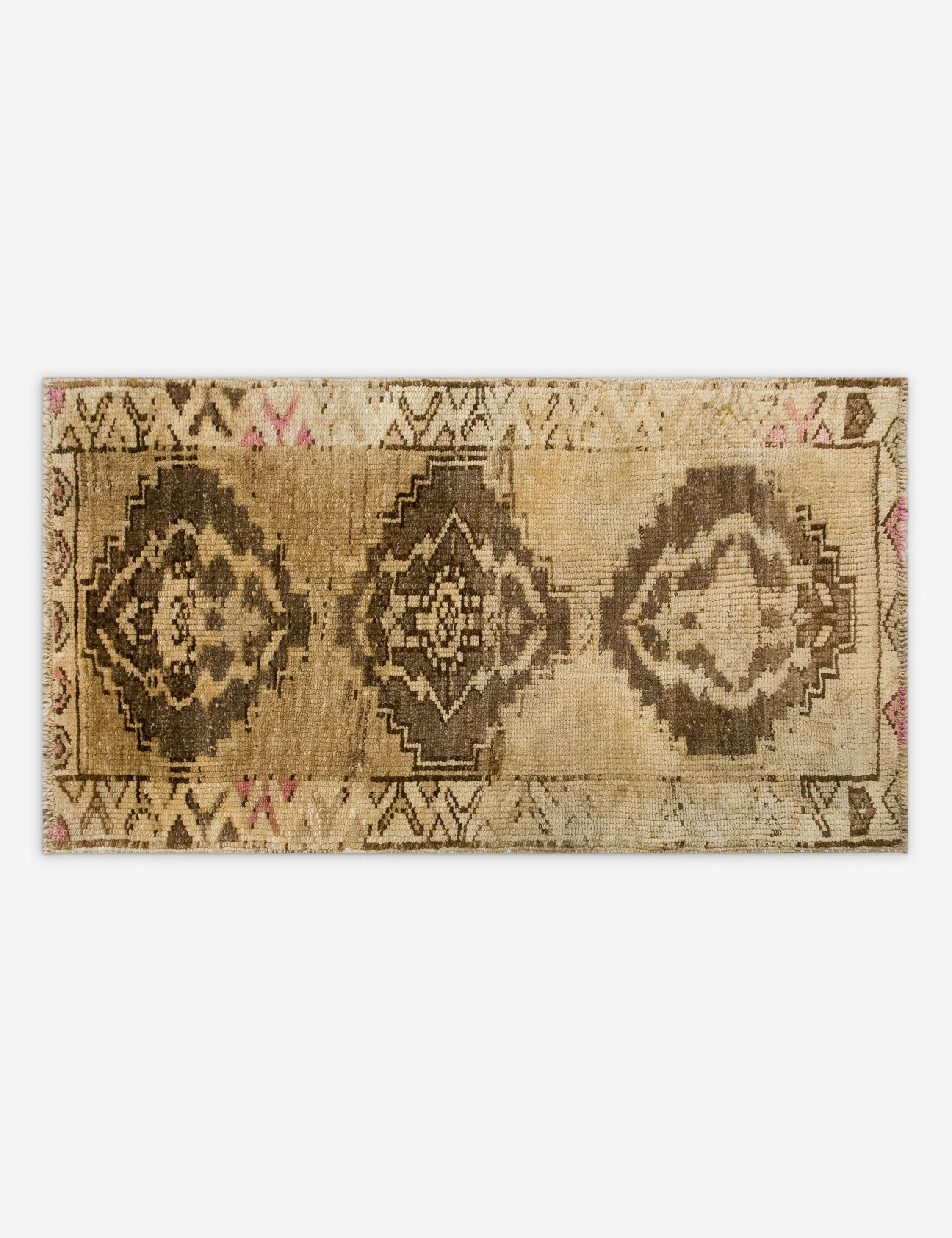 Lulu and Georgia - Vintage Turkish Hand - Knotted Wool Mini Rug No. 319, 1'6" x 3'1"
