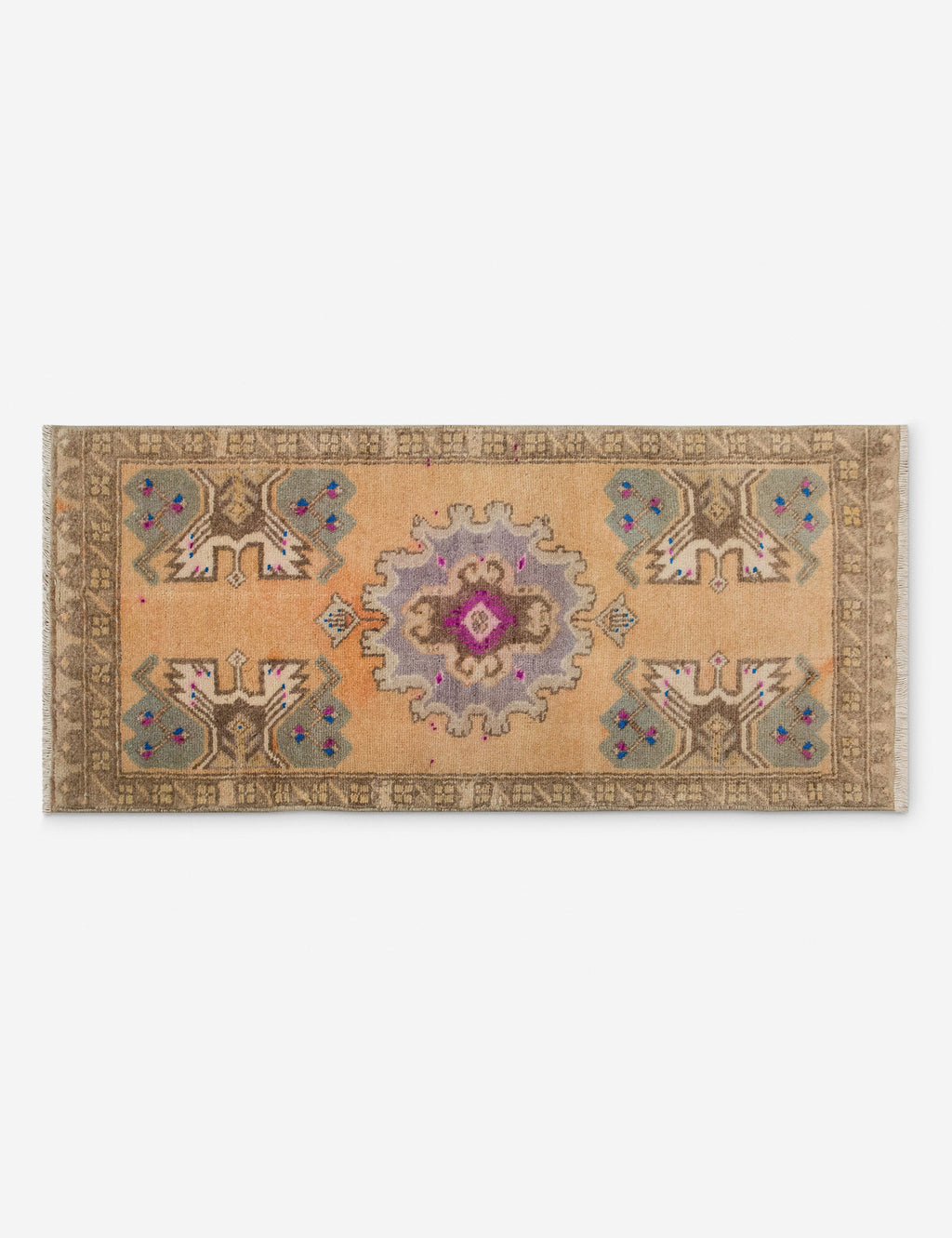Lulu and Georgia - Vintage Turkish Hand - Knotted Wool Mini Rug No. 328, 1'5" x 3'5"