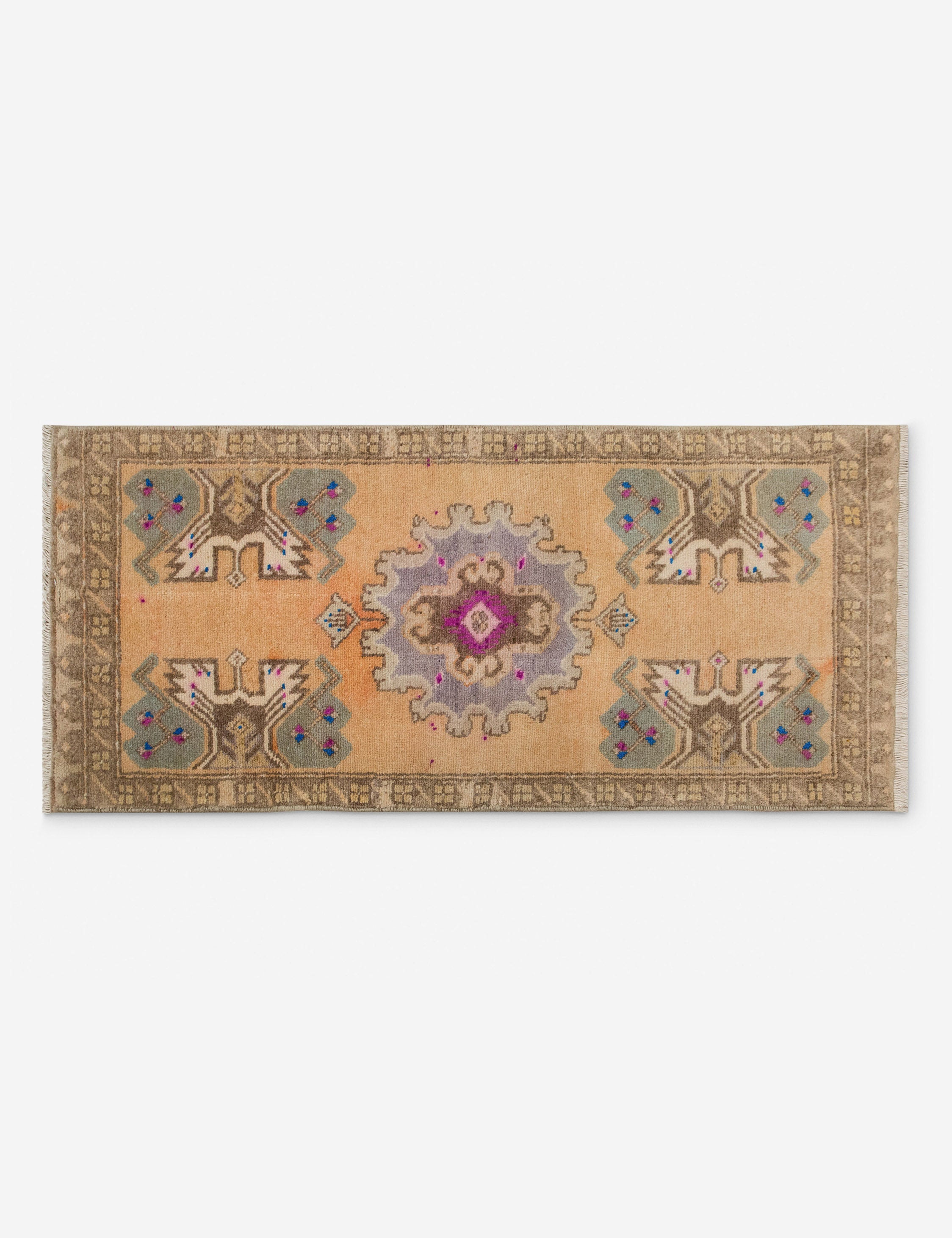Lulu and Georgia - Vintage Turkish Hand - Knotted Wool Mini Rug No. 328, 1'5" x 3'5"