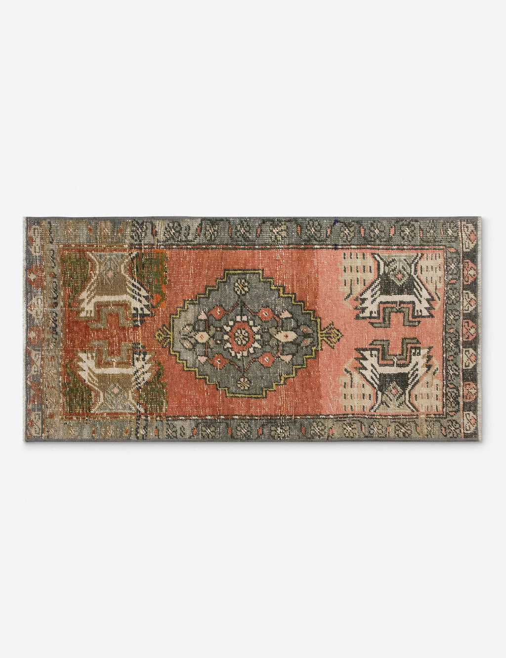 Lulu and Georgia - Vintage Turkish Hand - Knotted Wool Mini Rug No. 329, 1'6" x 3'4"