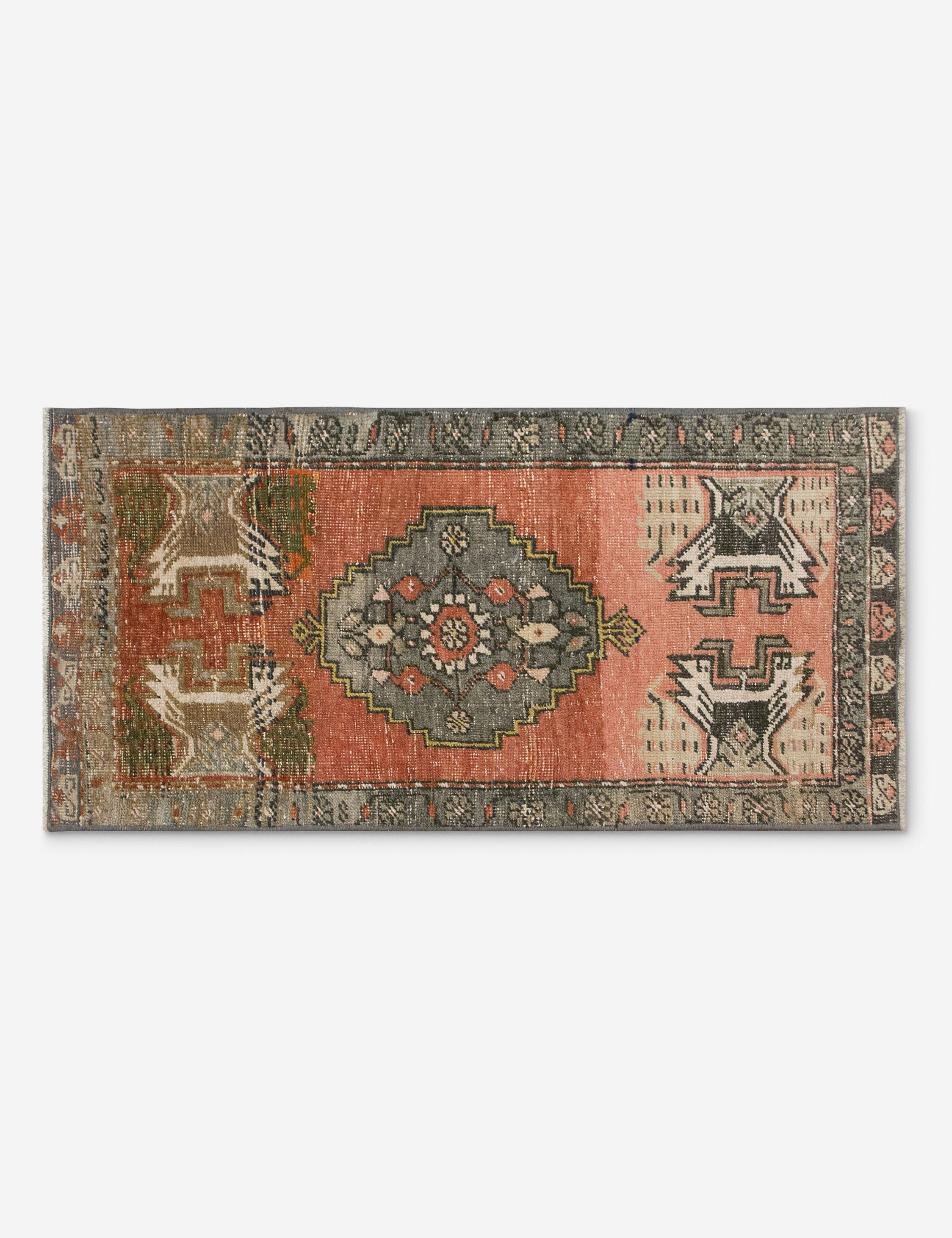 Lulu and Georgia - Vintage Turkish Hand - Knotted Wool Mini Rug No. 329, 1'6" x 3'4"