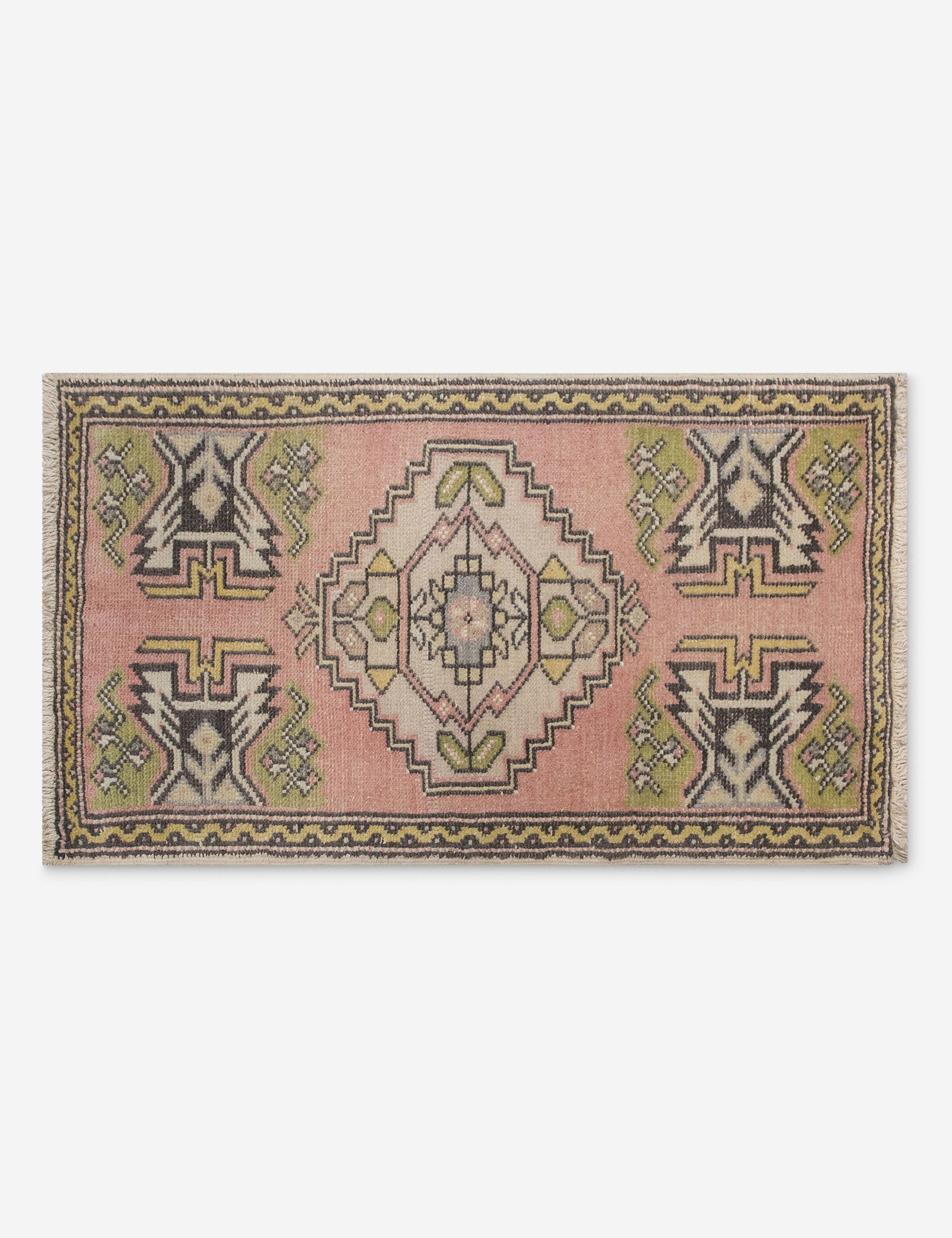 Lulu and Georgia - Vintage Turkish Hand - Knotted Wool Mini Rug No. 330, 1'7" x 3'1"