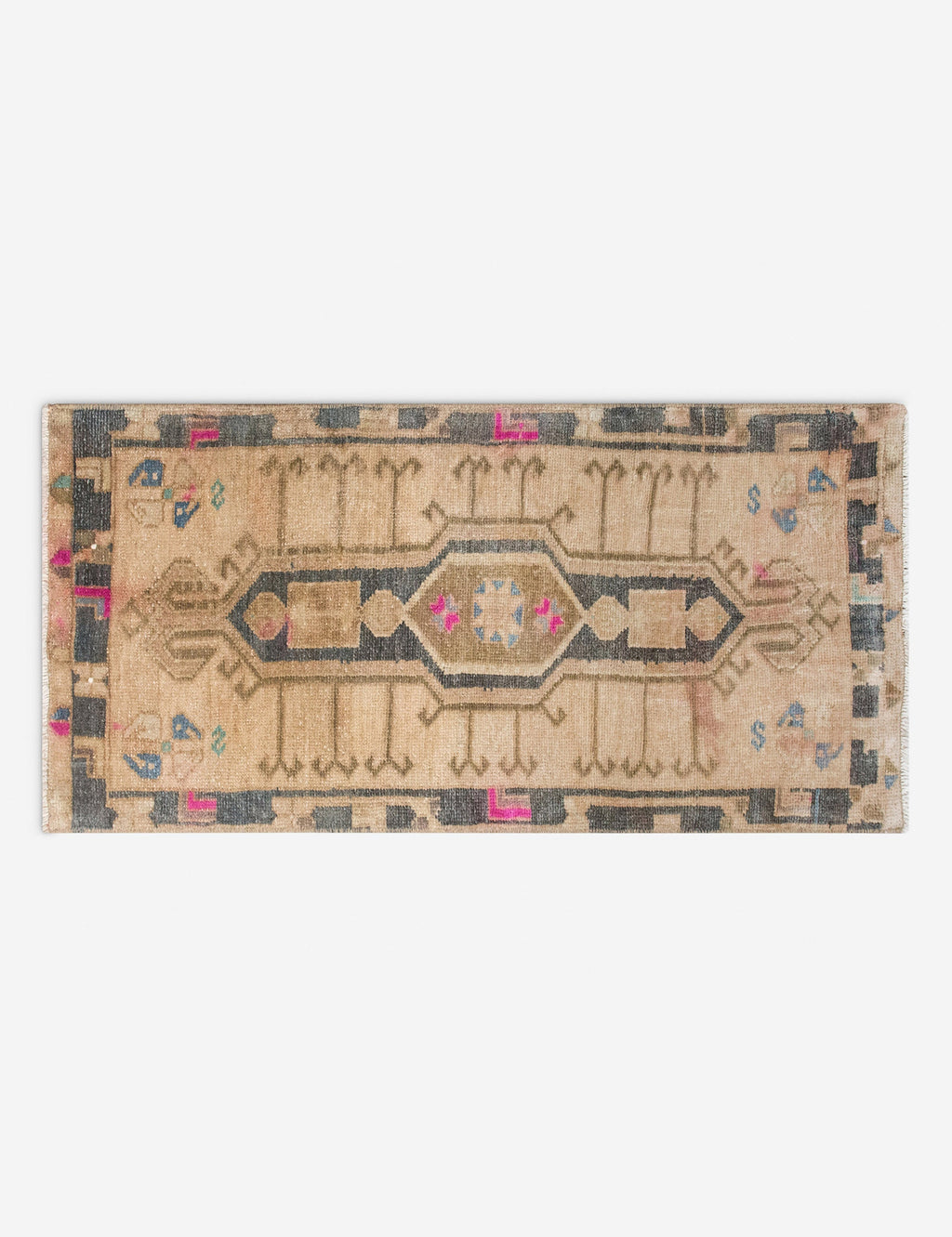 Lulu and Georgia - Vintage Turkish Hand - Knotted Wool Mini Rug No. 332, 1'4" x 3'6"