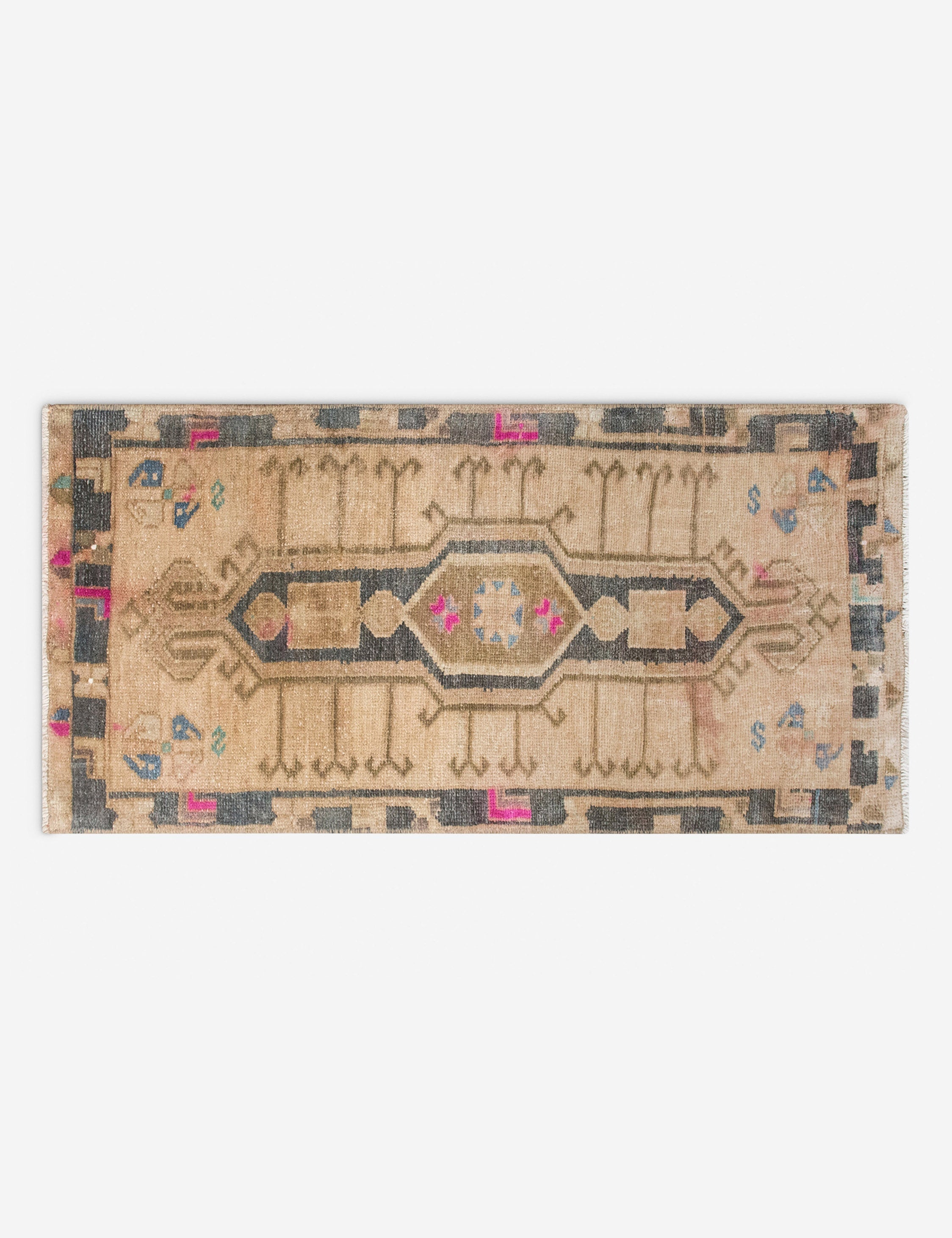 Lulu and Georgia - Vintage Turkish Hand - Knotted Wool Mini Rug No. 332, 1'4" x 3'6"