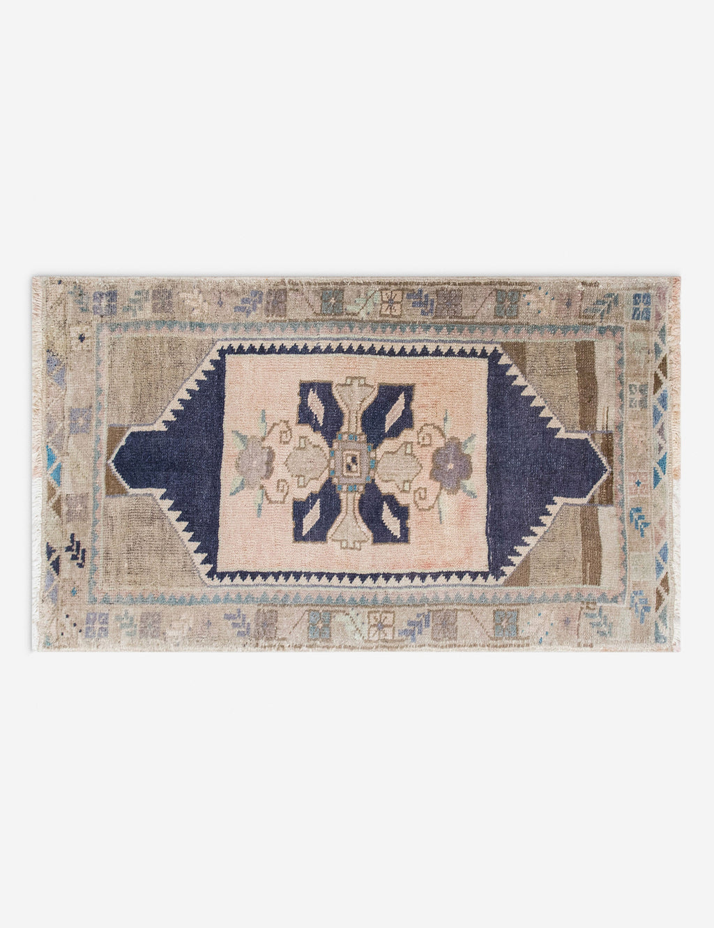 Lulu and Georgia - Vintage Turkish Hand - Knotted Wool Mini Rug No. 335, 1'8" x 3'3"