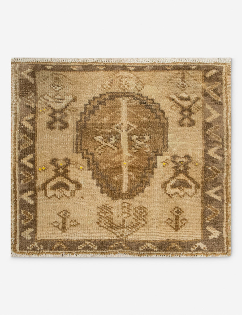 Lulu and Georgia - Vintage Turkish Hand - Knotted Wool Mini Rug No. 339, 1'7" x 1'9"