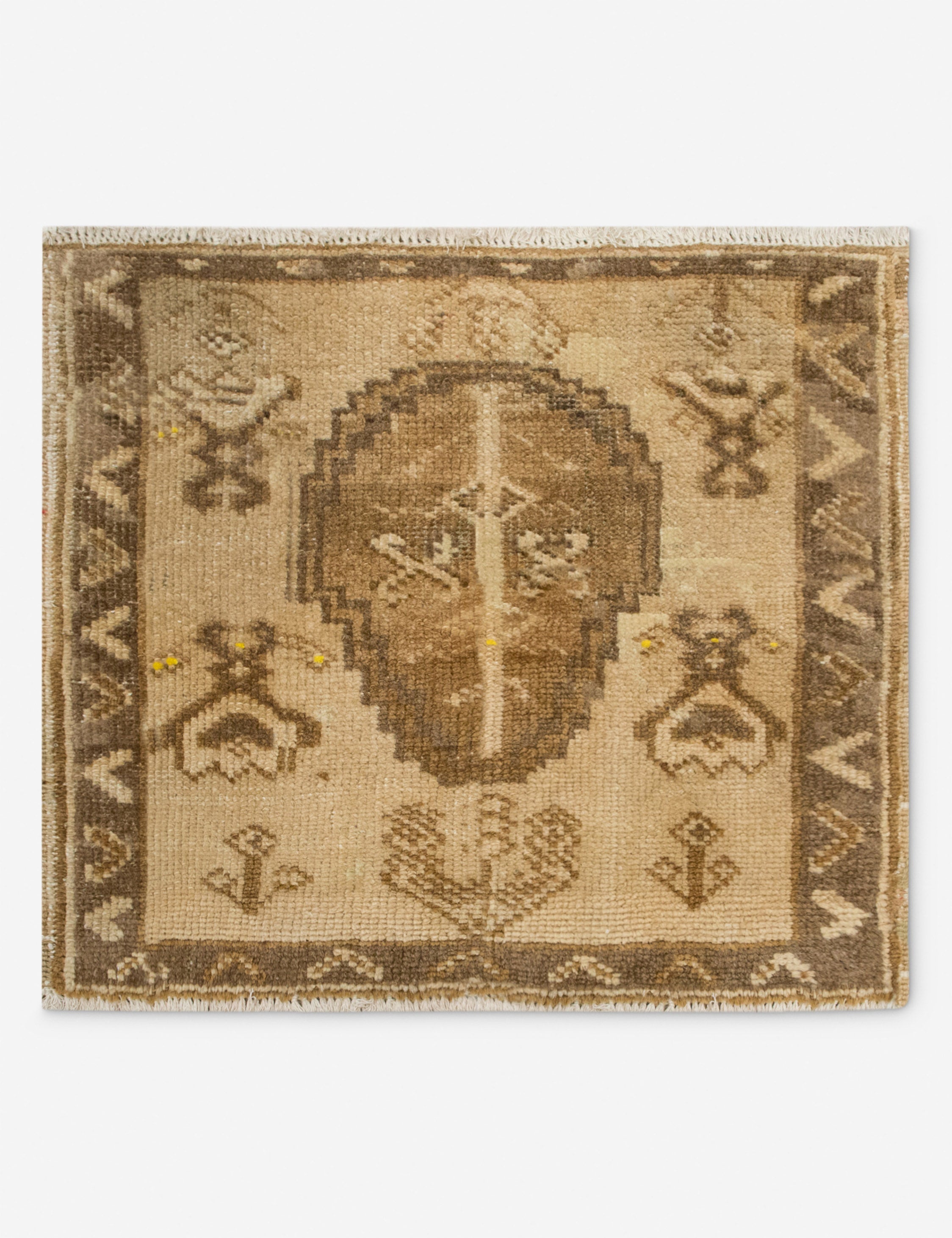 Lulu and Georgia - Vintage Turkish Hand - Knotted Wool Mini Rug No. 339, 1'7" x 1'9"