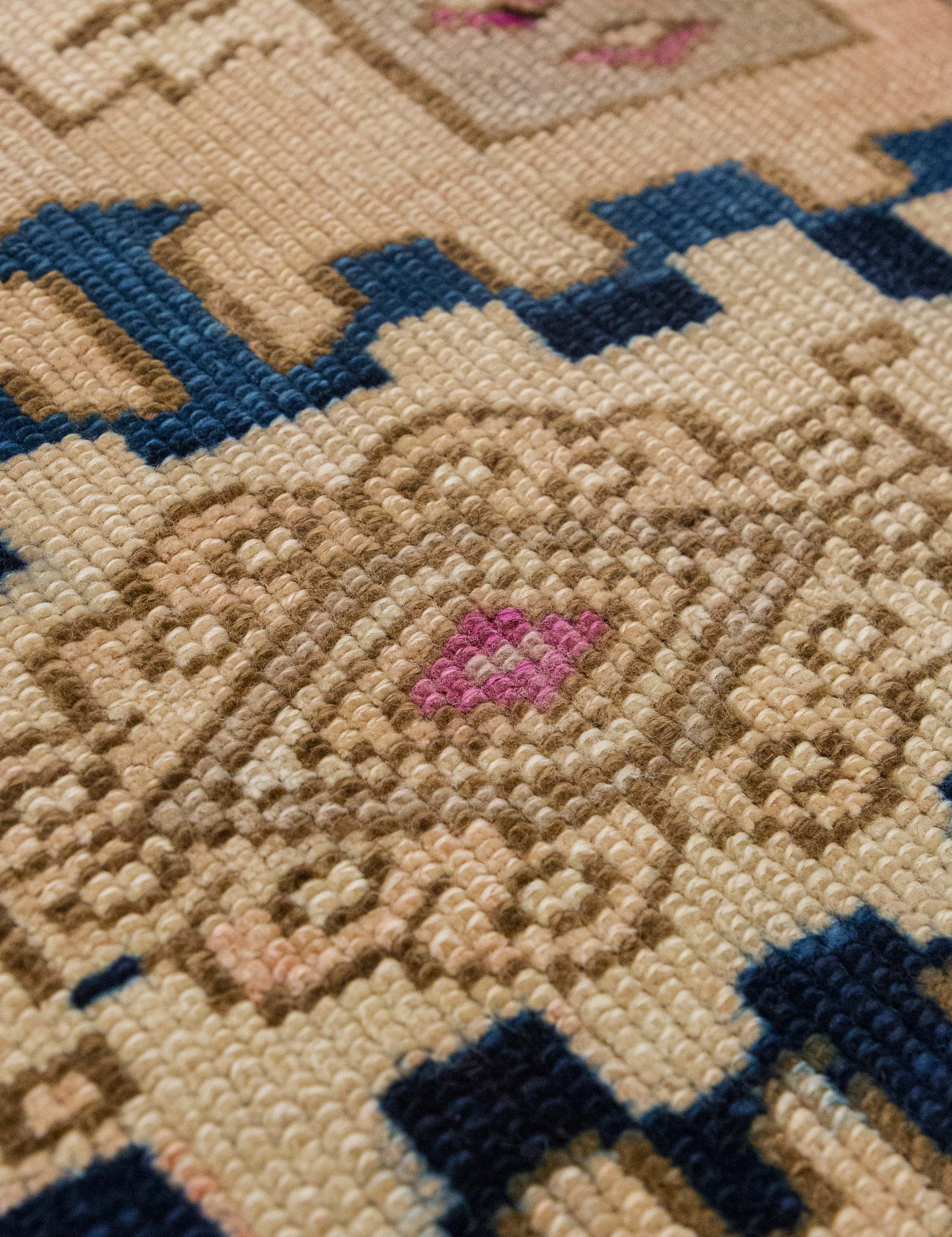 Lulu and Georgia - Vintage Turkish Hand - Knotted Wool Mini Rug No. 341, 2' x 2'8"