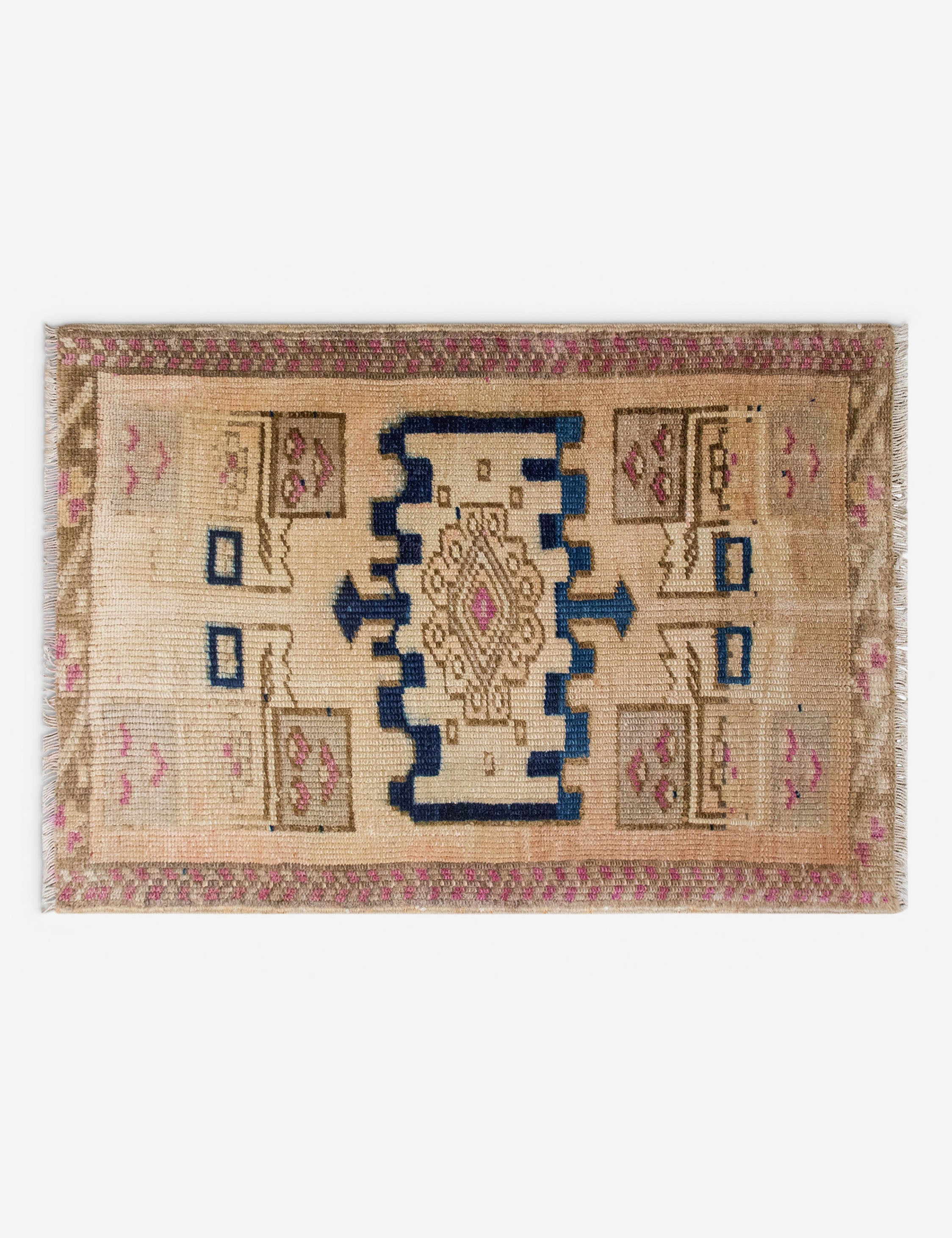 Lulu and Georgia - Vintage Turkish Hand - Knotted Wool Mini Rug No. 341, 2' x 2'8"