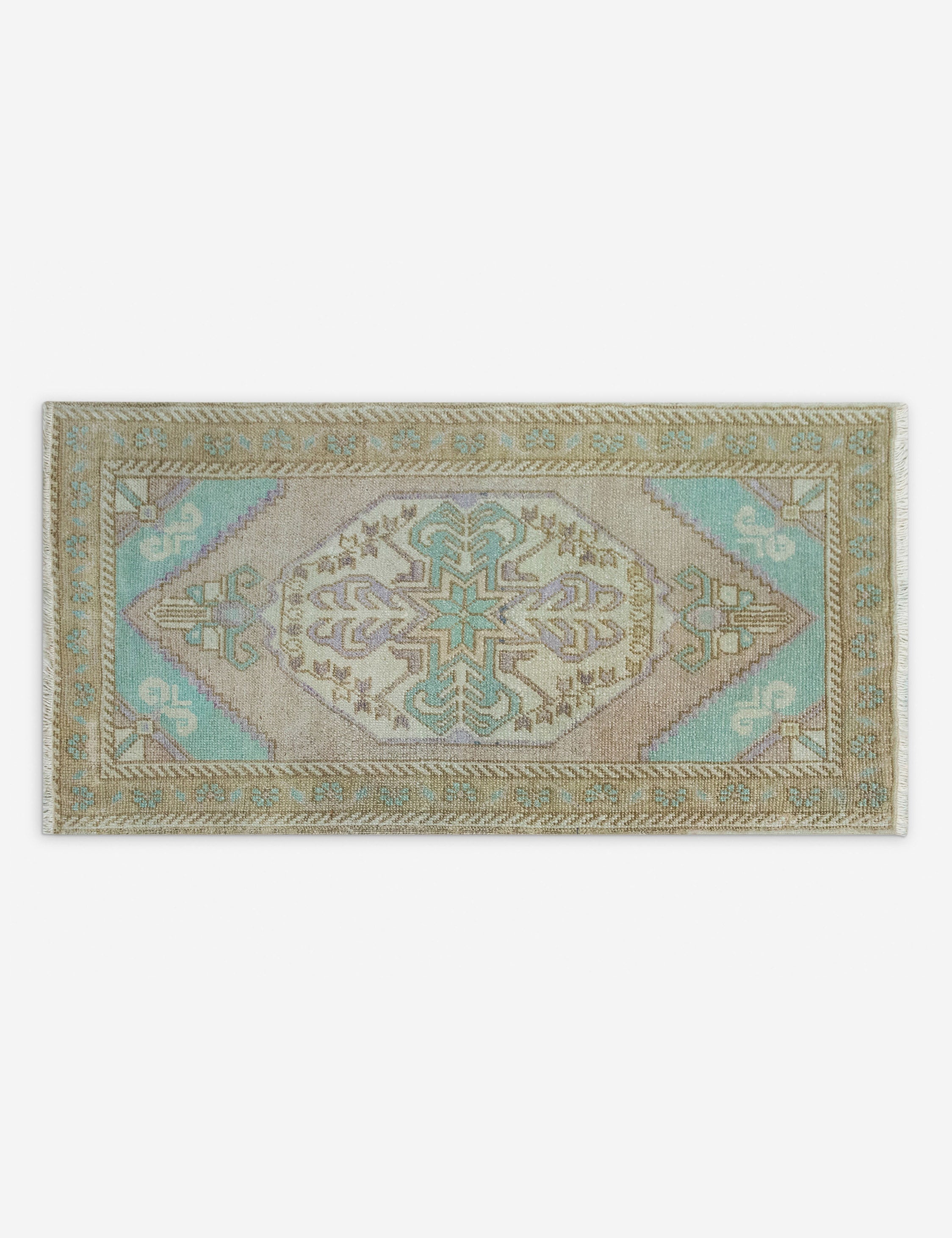Lulu and Georgia - Vintage Turkish Hand - Knotted Wool Mini Rug No. 344, 1'6" x 3'