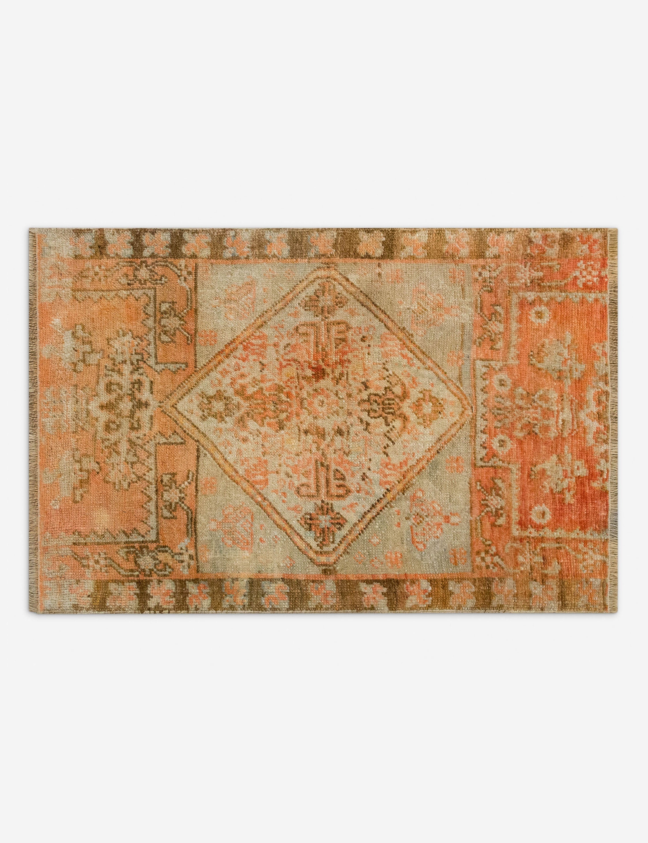 Lulu and Georgia - Vintage Turkish Hand - Knotted Wool Mini Rug No. 345, 1'6" x 2'3"