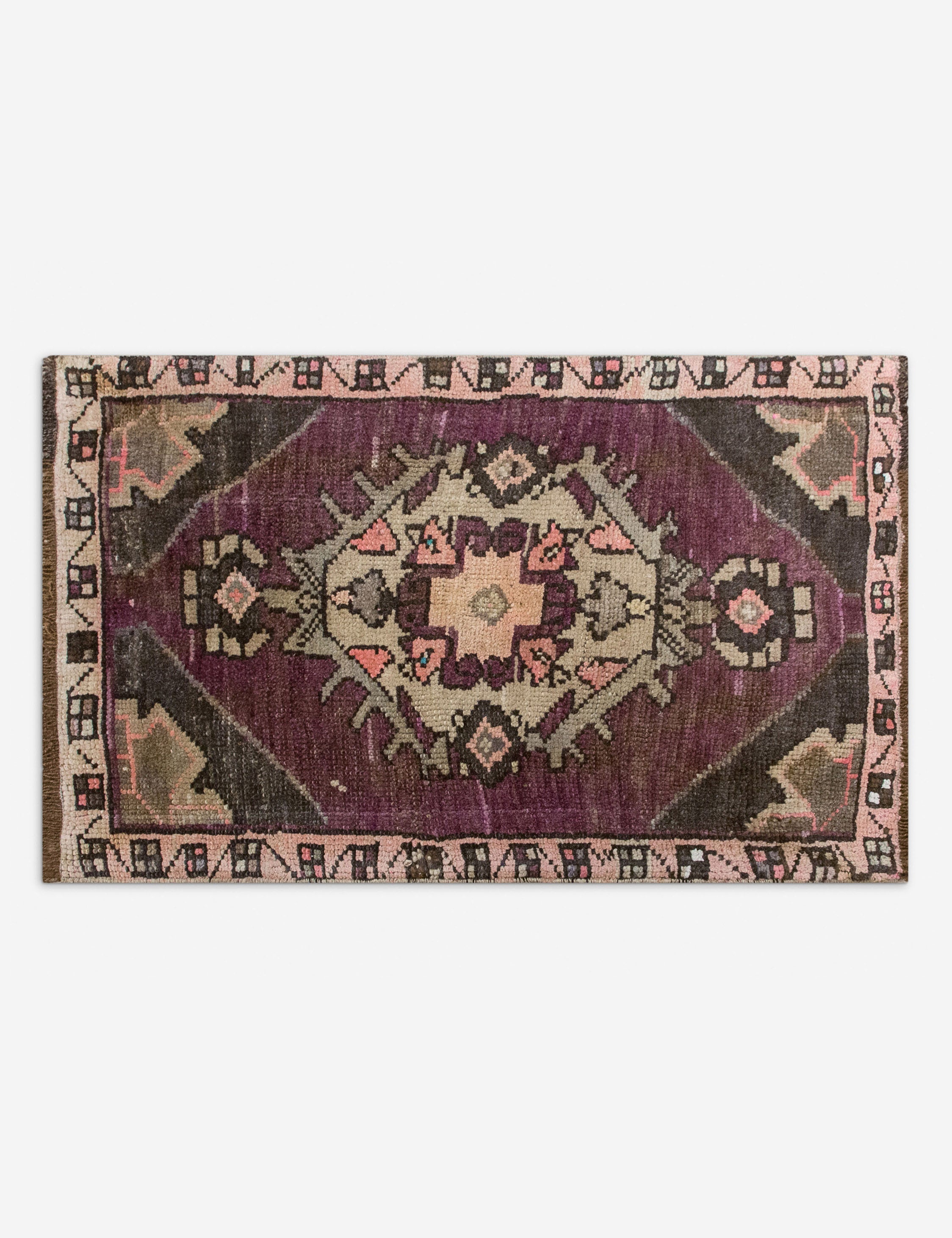 Lulu and Georgia - Vintage Turkish Hand - Knotted Wool Mini Rug No. 347, 1'7" x 2'8"